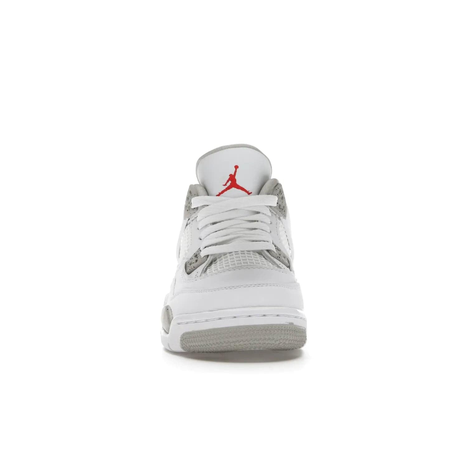 Jordan 4 Retro White Oreo (2021) (GS) - Image 10 - Only at www.BallersClubKickz.com - White Oreo Air Jordan 4 Retro 2021 GS - Iconic sneaker silhouette with white canvas upper, Tech Grey detailing, and Fire Red accents. Available July 2021.