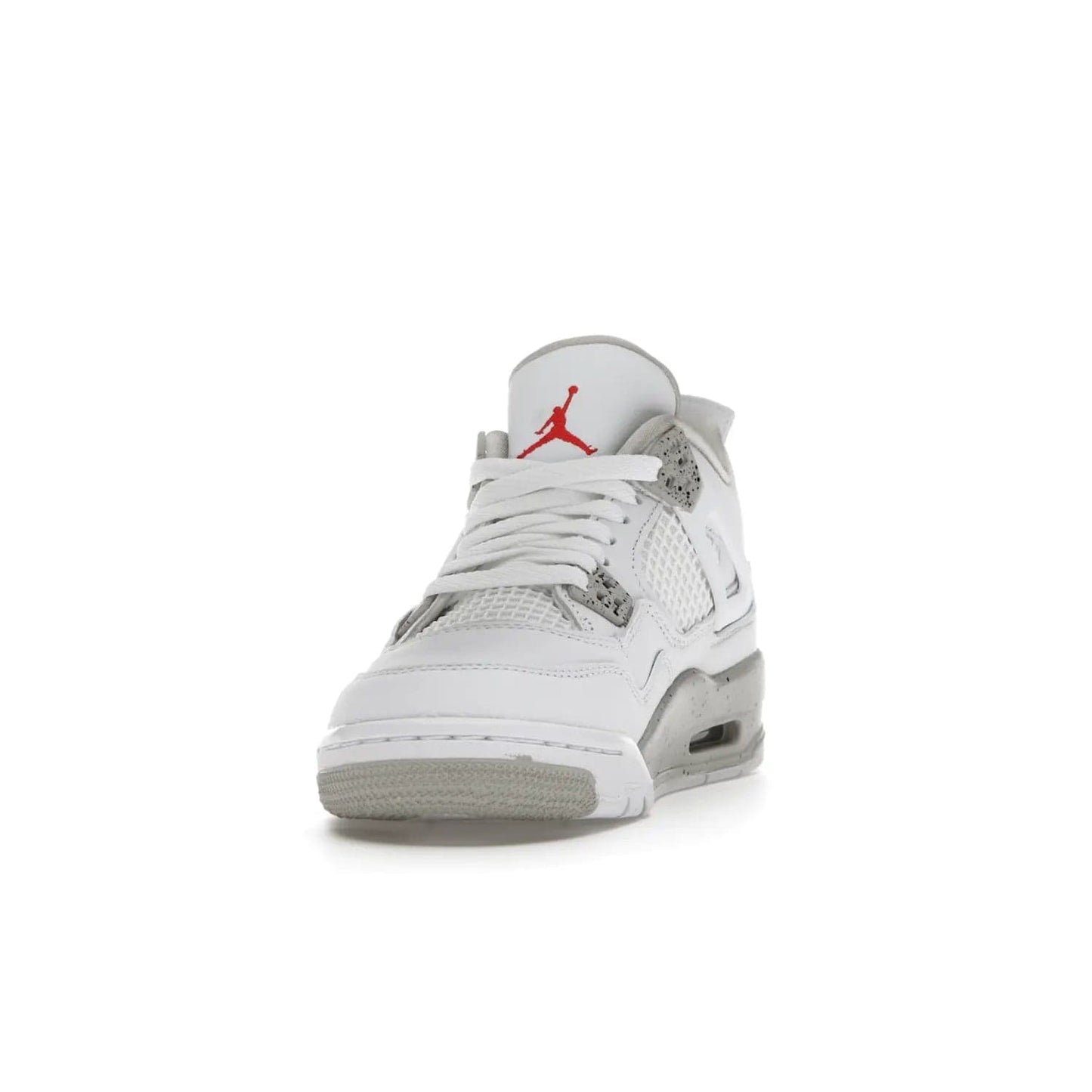 Jordan 4 Retro White Oreo (2021) (GS) - Image 12 - Only at www.BallersClubKickz.com - White Oreo Air Jordan 4 Retro 2021 GS - Iconic sneaker silhouette with white canvas upper, Tech Grey detailing, and Fire Red accents. Available July 2021.