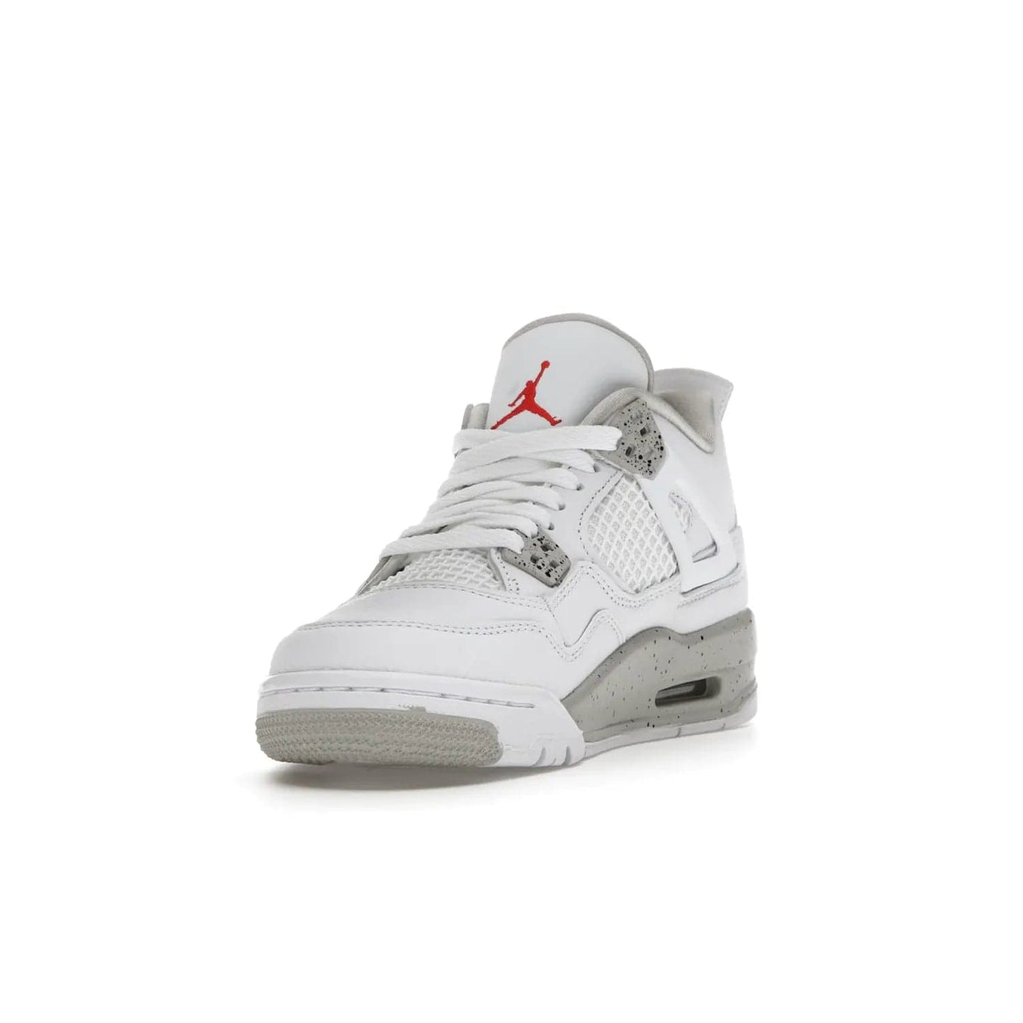 Jordan 4 Retro White Oreo (2021) (GS) - Image 13 - Only at www.BallersClubKickz.com - White Oreo Air Jordan 4 Retro 2021 GS - Iconic sneaker silhouette with white canvas upper, Tech Grey detailing, and Fire Red accents. Available July 2021.