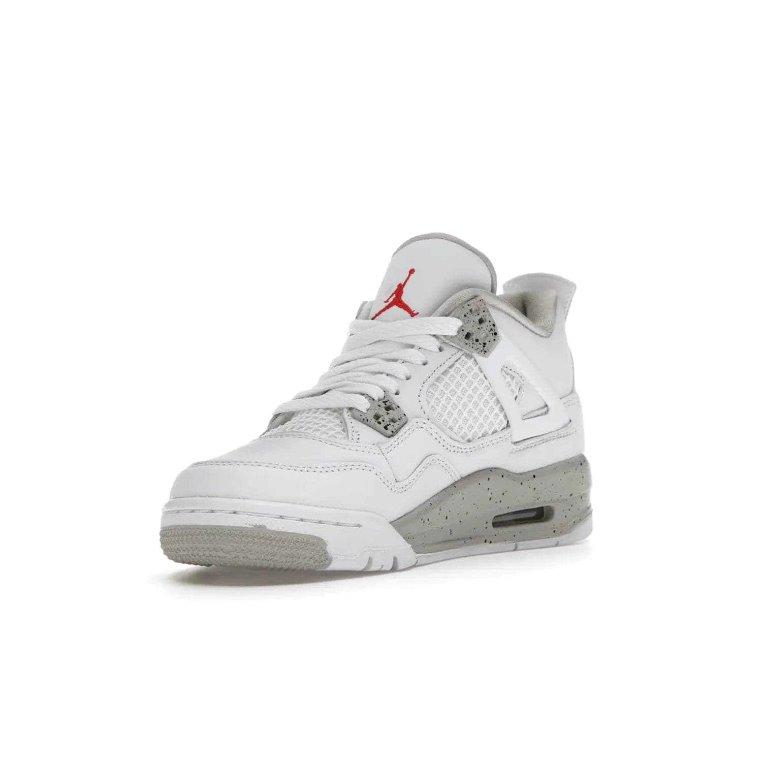 Jordan 4 Retro White Oreo (2021) (GS) - Image 14 - Only at www.BallersClubKickz.com - White Oreo Air Jordan 4 Retro 2021 GS - Iconic sneaker silhouette with white canvas upper, Tech Grey detailing, and Fire Red accents. Available July 2021.