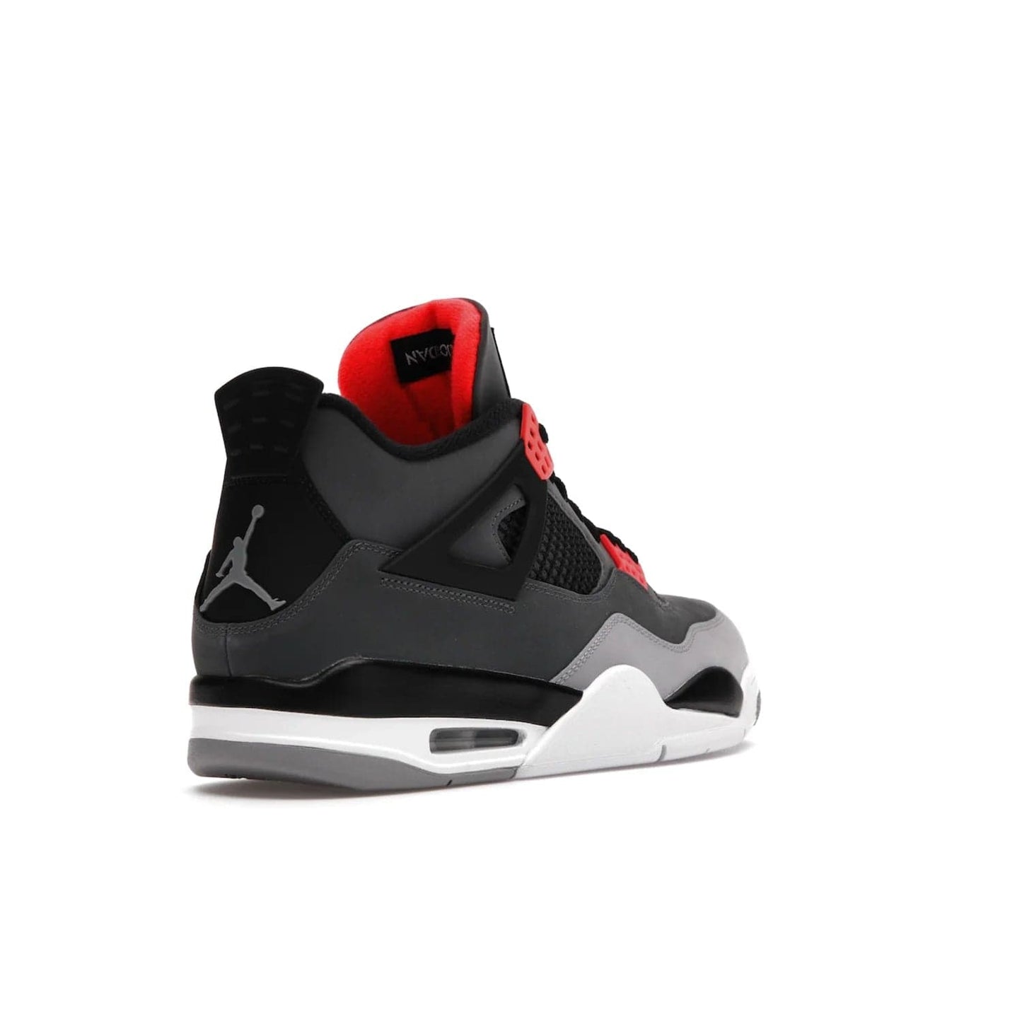 Jordan 4 Retro Infrared - Image 32 - Only at www.BallersClubKickz.com - Introducing the classic & timeless Air Jordan 4 Infrared. Durabuck upper, TPU mesh inserts, tech straps & heel tabs in dark grey and infrared accents. White sole with visible Air units. Out June 15, 2022. Get your pair now!
