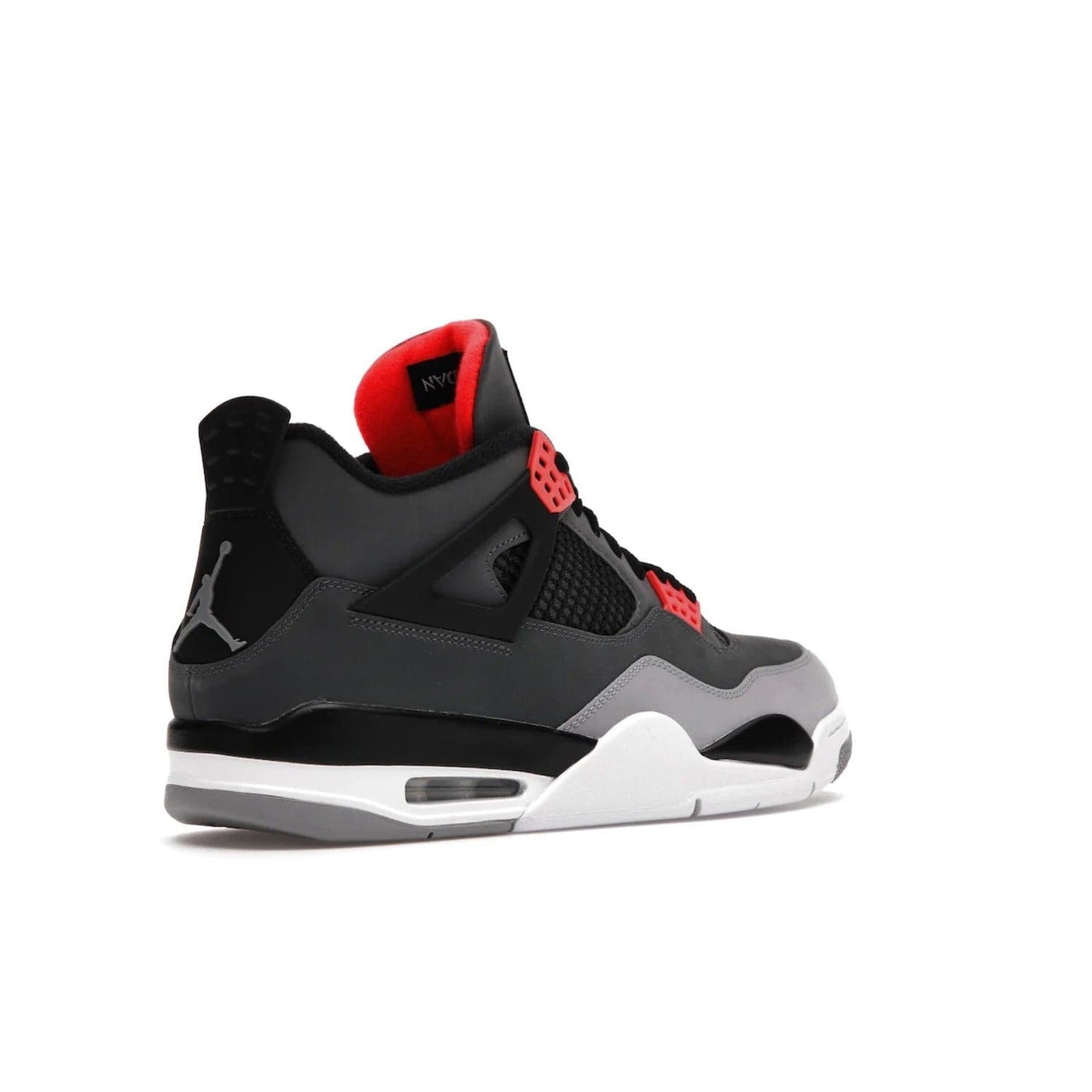 Jordan 4 Retro Infrared - Image 33 - Only at www.BallersClubKickz.com - Introducing the classic & timeless Air Jordan 4 Infrared. Durabuck upper, TPU mesh inserts, tech straps & heel tabs in dark grey and infrared accents. White sole with visible Air units. Out June 15, 2022. Get your pair now!