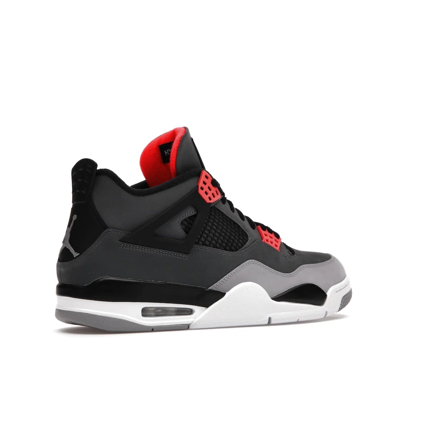 Jordan 4 Retro Infrared - Image 34 - Only at www.BallersClubKickz.com - Introducing the classic & timeless Air Jordan 4 Infrared. Durabuck upper, TPU mesh inserts, tech straps & heel tabs in dark grey and infrared accents. White sole with visible Air units. Out June 15, 2022. Get your pair now!