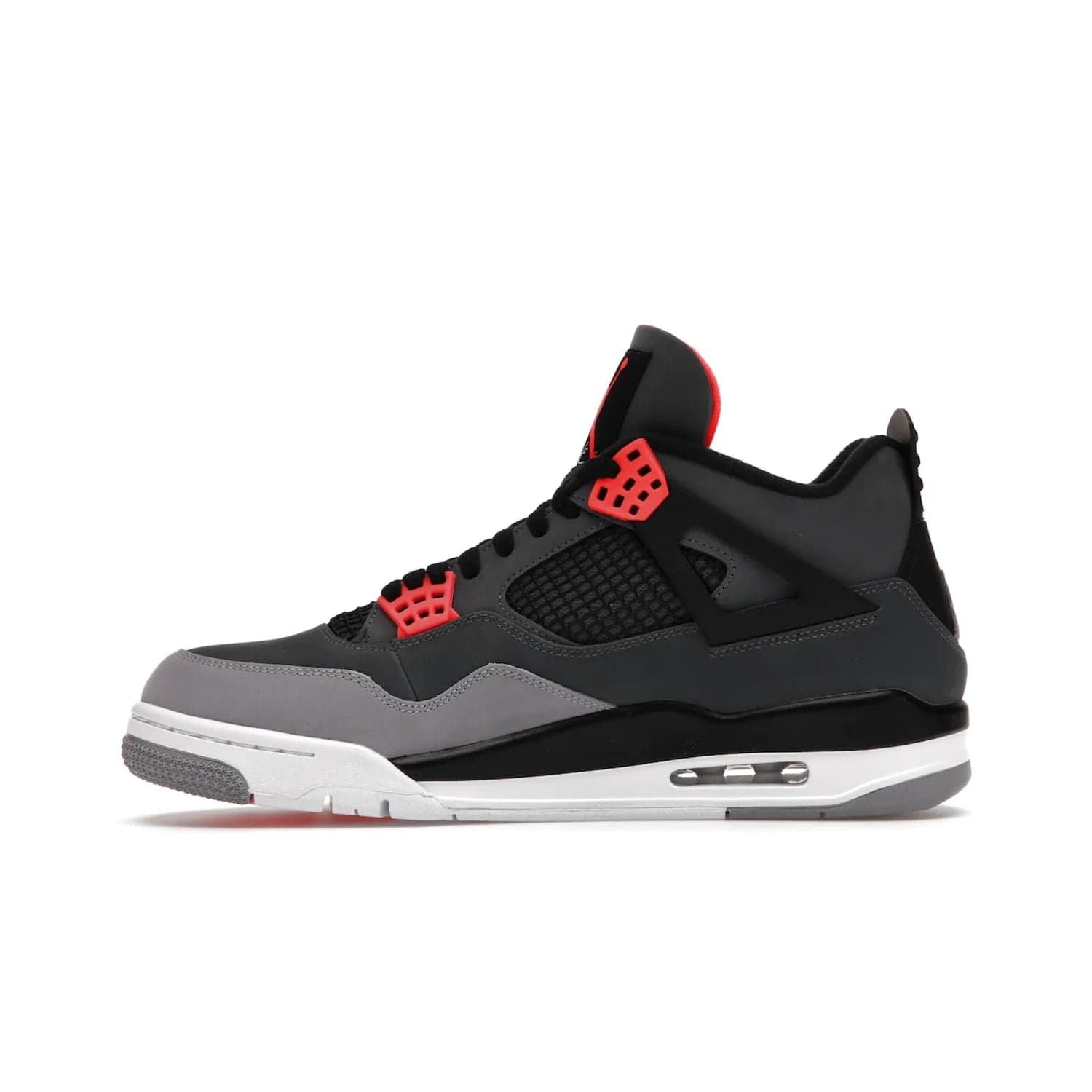 Jordan 4 Retro Infrared - Image 19 - Only at www.BallersClubKickz.com - Introducing the classic & timeless Air Jordan 4 Infrared. Durabuck upper, TPU mesh inserts, tech straps & heel tabs in dark grey and infrared accents. White sole with visible Air units. Out June 15, 2022. Get your pair now!