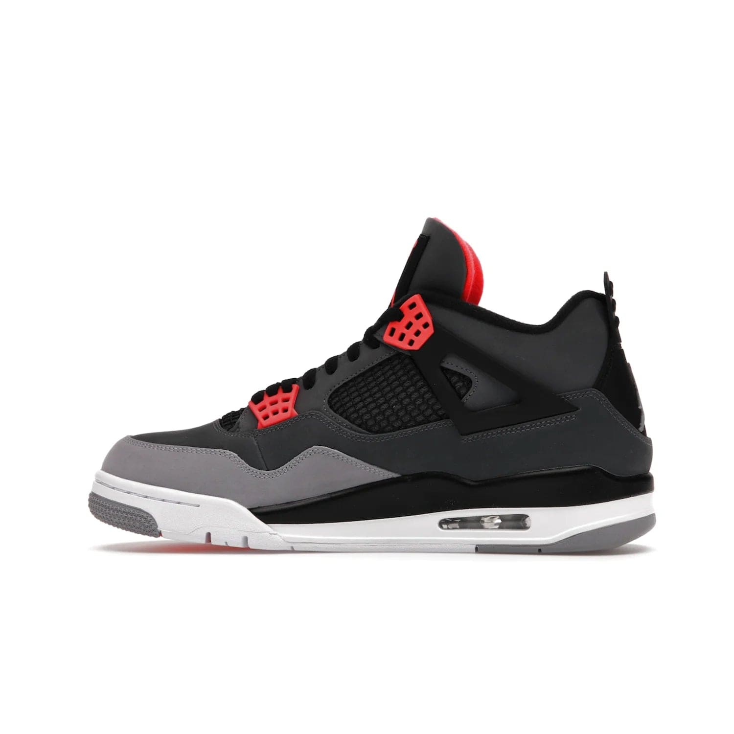 Jordan 4 Retro Infrared - Image 20 - Only at www.BallersClubKickz.com - Introducing the classic & timeless Air Jordan 4 Infrared. Durabuck upper, TPU mesh inserts, tech straps & heel tabs in dark grey and infrared accents. White sole with visible Air units. Out June 15, 2022. Get your pair now!