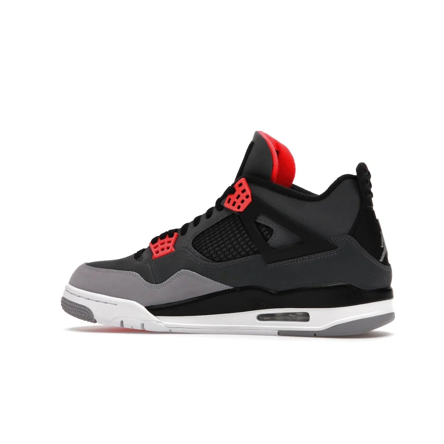 Jordan 4 Retro Infrared - Image 21 - Only at www.BallersClubKickz.com - Introducing the classic & timeless Air Jordan 4 Infrared. Durabuck upper, TPU mesh inserts, tech straps & heel tabs in dark grey and infrared accents. White sole with visible Air units. Out June 15, 2022. Get your pair now!