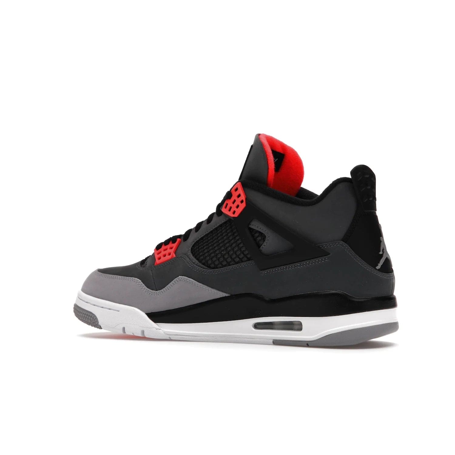 Jordan 4 Retro Infrared - Image 22 - Only at www.BallersClubKickz.com - Introducing the classic & timeless Air Jordan 4 Infrared. Durabuck upper, TPU mesh inserts, tech straps & heel tabs in dark grey and infrared accents. White sole with visible Air units. Out June 15, 2022. Get your pair now!