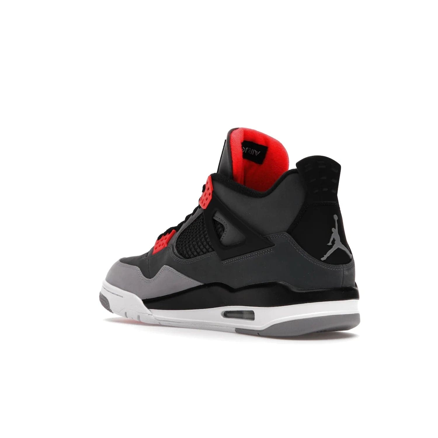 Jordan 4 Retro Infrared - Image 24 - Only at www.BallersClubKickz.com - Introducing the classic & timeless Air Jordan 4 Infrared. Durabuck upper, TPU mesh inserts, tech straps & heel tabs in dark grey and infrared accents. White sole with visible Air units. Out June 15, 2022. Get your pair now!