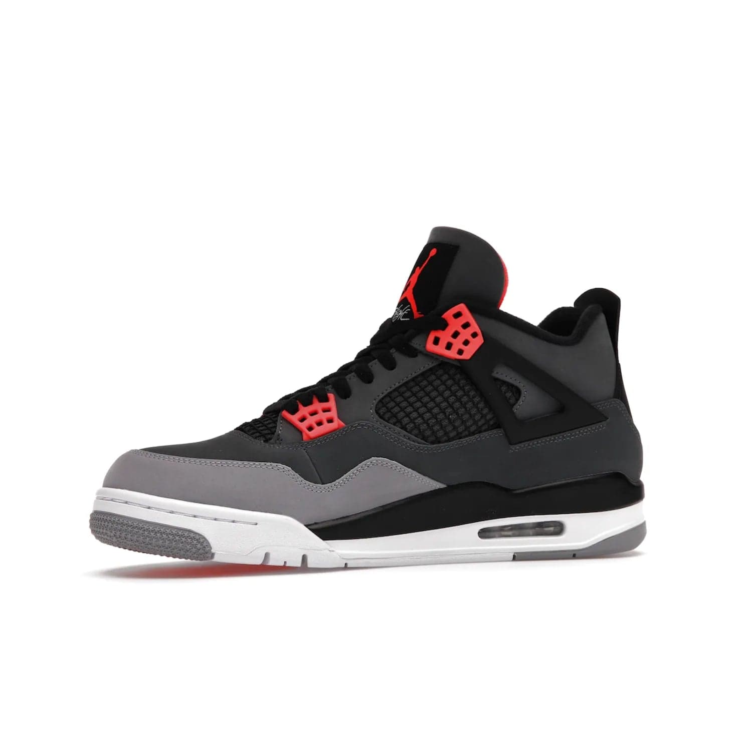 Jordan 4 Retro Infrared - Image 17 - Only at www.BallersClubKickz.com - Introducing the classic & timeless Air Jordan 4 Infrared. Durabuck upper, TPU mesh inserts, tech straps & heel tabs in dark grey and infrared accents. White sole with visible Air units. Out June 15, 2022. Get your pair now!