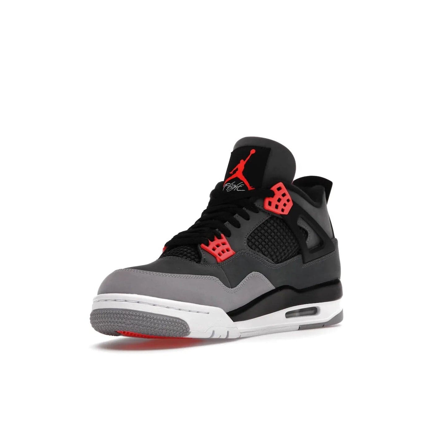 Jordan 4 Retro Infrared - Image 14 - Only at www.BallersClubKickz.com - Introducing the classic & timeless Air Jordan 4 Infrared. Durabuck upper, TPU mesh inserts, tech straps & heel tabs in dark grey and infrared accents. White sole with visible Air units. Out June 15, 2022. Get your pair now!