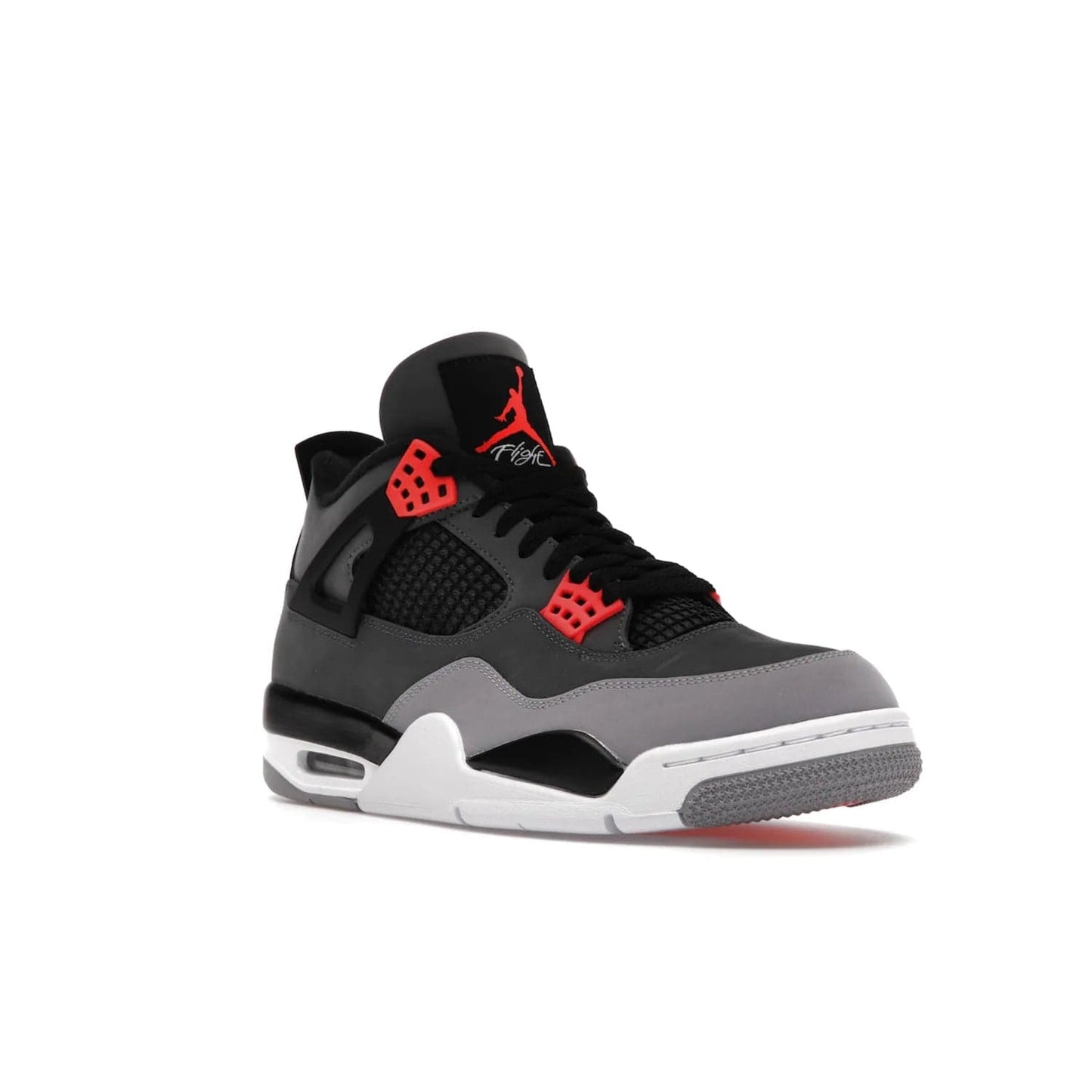 Jordan 4 Retro Infrared - Image 6 - Only at www.BallersClubKickz.com - Introducing the classic & timeless Air Jordan 4 Infrared. Durabuck upper, TPU mesh inserts, tech straps & heel tabs in dark grey and infrared accents. White sole with visible Air units. Out June 15, 2022. Get your pair now!