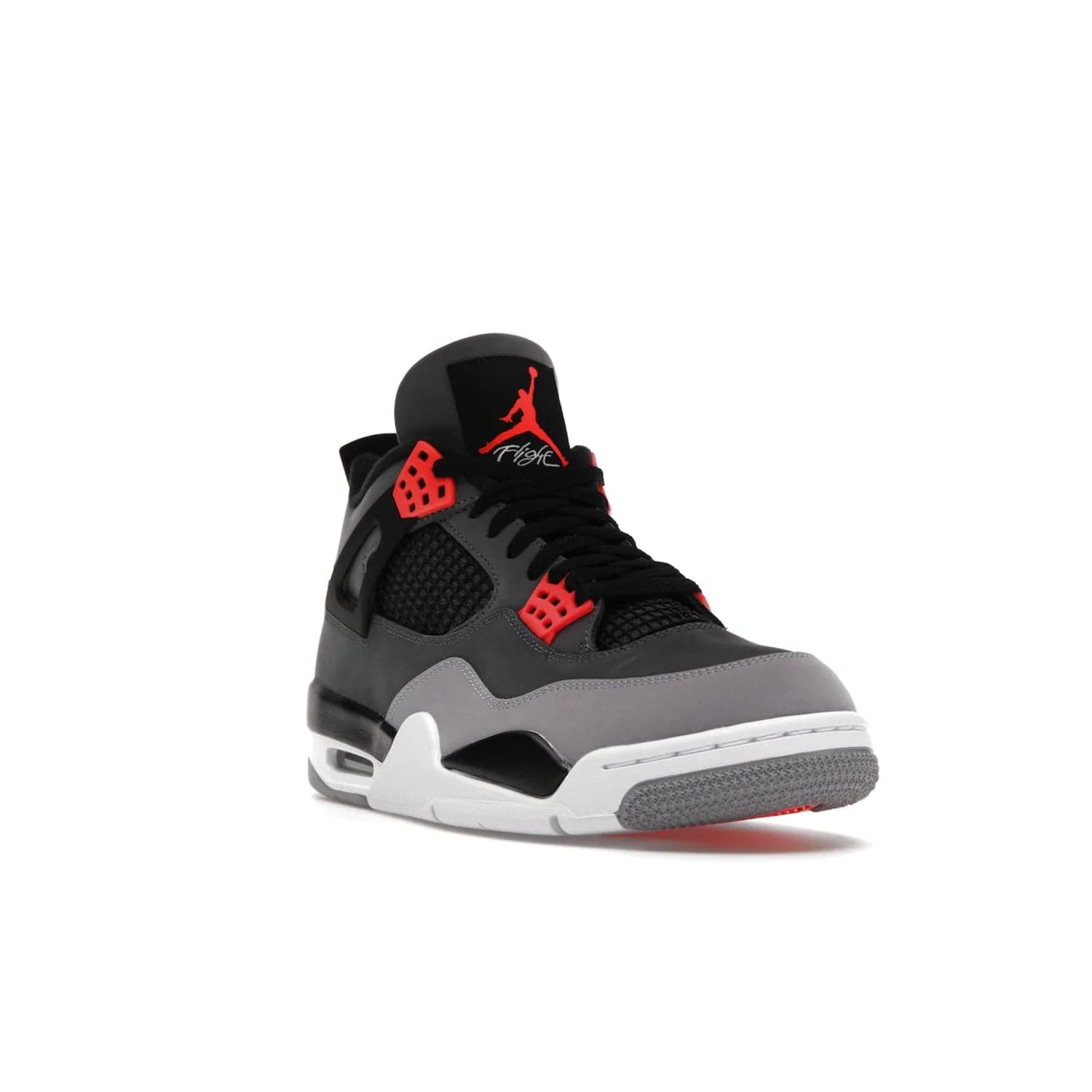 Jordan 4 Retro Infrared - Image 7 - Only at www.BallersClubKickz.com - Introducing the classic & timeless Air Jordan 4 Infrared. Durabuck upper, TPU mesh inserts, tech straps & heel tabs in dark grey and infrared accents. White sole with visible Air units. Out June 15, 2022. Get your pair now!