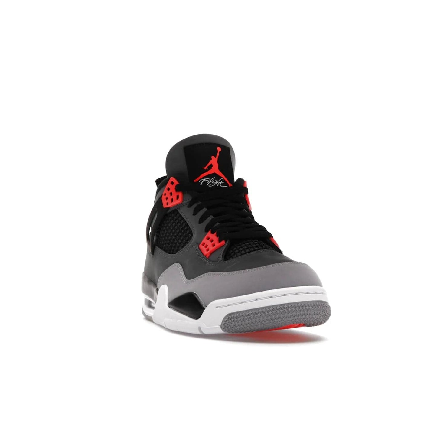 Jordan 4 Retro Infrared - Image 8 - Only at www.BallersClubKickz.com - Introducing the classic & timeless Air Jordan 4 Infrared. Durabuck upper, TPU mesh inserts, tech straps & heel tabs in dark grey and infrared accents. White sole with visible Air units. Out June 15, 2022. Get your pair now!