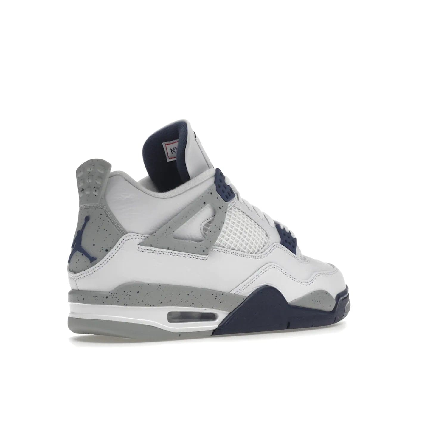 Jordan 4 Retro Midnight Navy - Image 33 - Only at www.BallersClubKickz.com - Shop the Air Jordan Retro 4 White Midnight Navy. Stand out with a classic white leather upper, black support wings, midnight navy eyelets, and Crimson Jumpman tongue tag. Unbeatable comfort with two-tone polyurethane midsole with encapsulated Air technology. Get yours before October 29th, 2022.