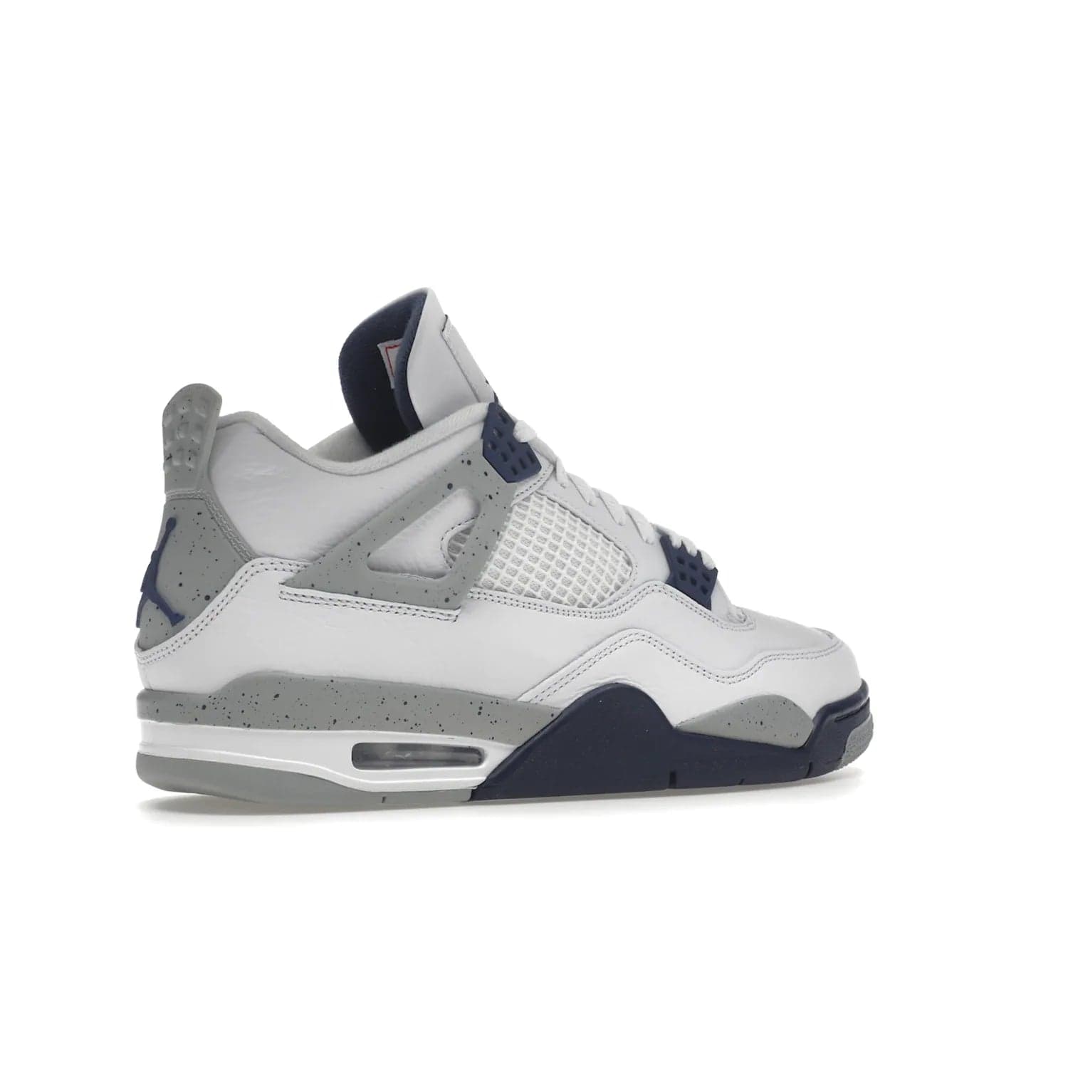 Jordan 4 Retro Midnight Navy - Image 34 - Only at www.BallersClubKickz.com - Shop the Air Jordan Retro 4 White Midnight Navy. Stand out with a classic white leather upper, black support wings, midnight navy eyelets, and Crimson Jumpman tongue tag. Unbeatable comfort with two-tone polyurethane midsole with encapsulated Air technology. Get yours before October 29th, 2022.