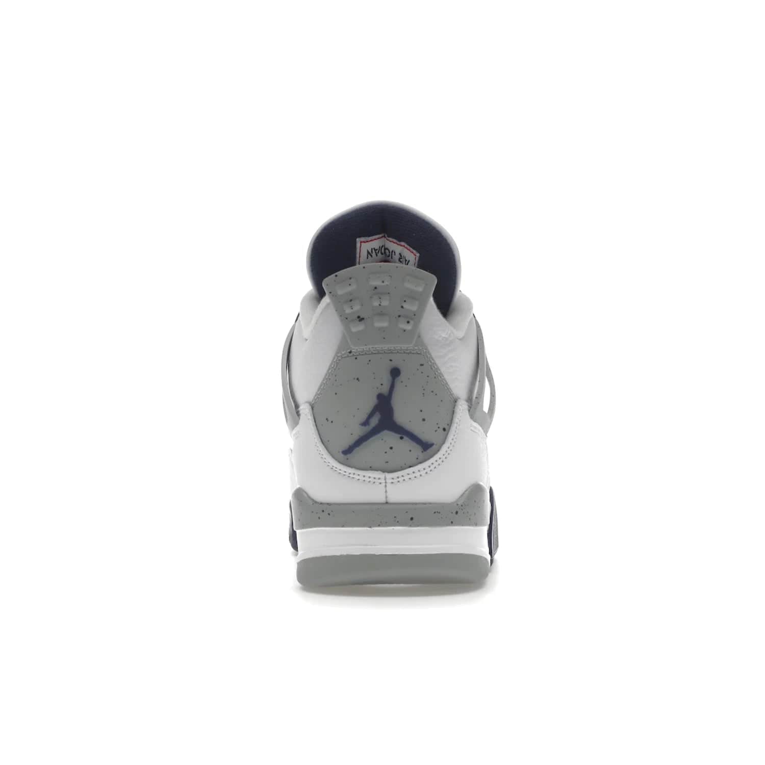 Jordan 4 Retro Midnight Navy - Image 28 - Only at www.BallersClubKickz.com - Shop the Air Jordan Retro 4 White Midnight Navy. Stand out with a classic white leather upper, black support wings, midnight navy eyelets, and Crimson Jumpman tongue tag. Unbeatable comfort with two-tone polyurethane midsole with encapsulated Air technology. Get yours before October 29th, 2022.