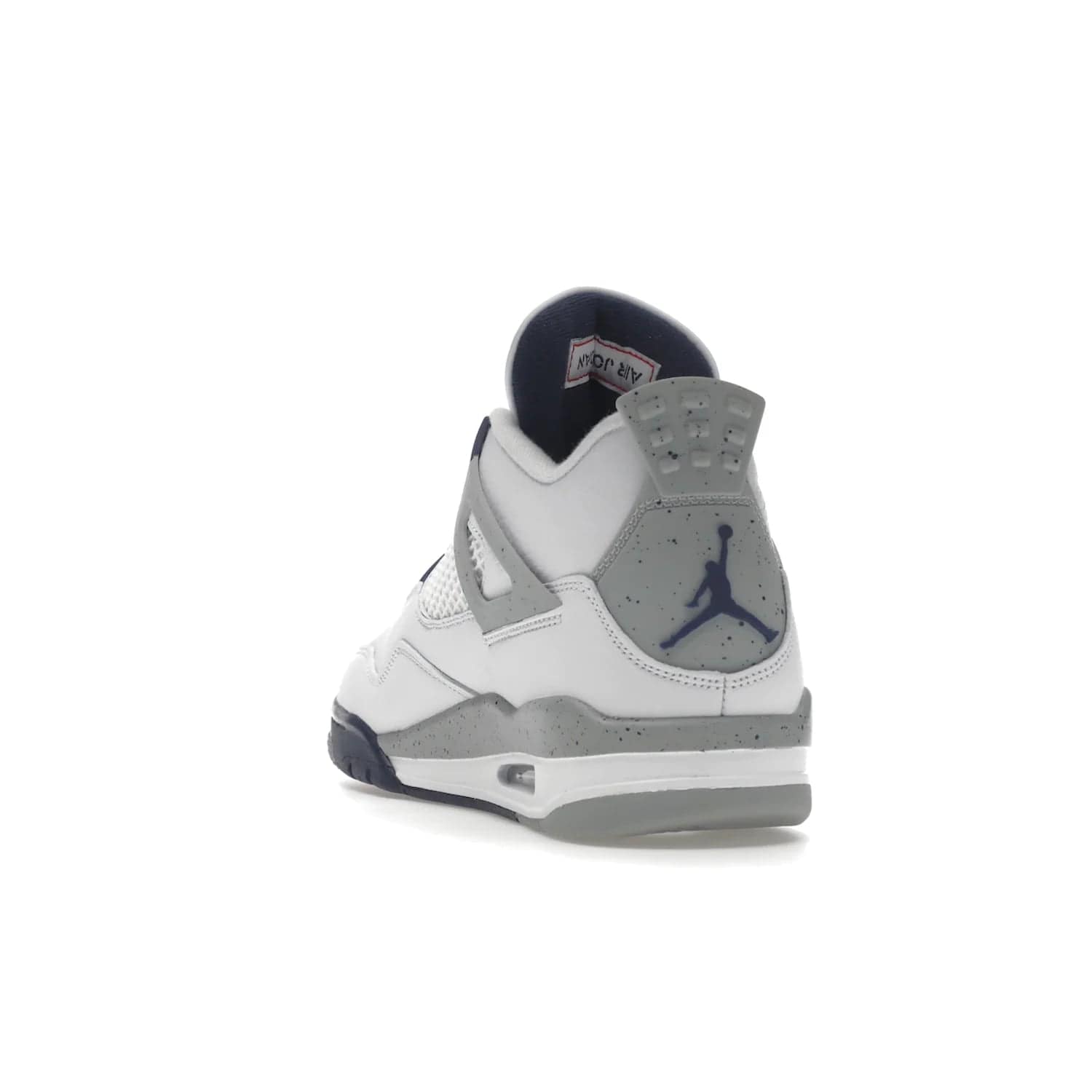 Jordan 4 Retro Midnight Navy - Image 26 - Only at www.BallersClubKickz.com - Shop the Air Jordan Retro 4 White Midnight Navy. Stand out with a classic white leather upper, black support wings, midnight navy eyelets, and Crimson Jumpman tongue tag. Unbeatable comfort with two-tone polyurethane midsole with encapsulated Air technology. Get yours before October 29th, 2022.