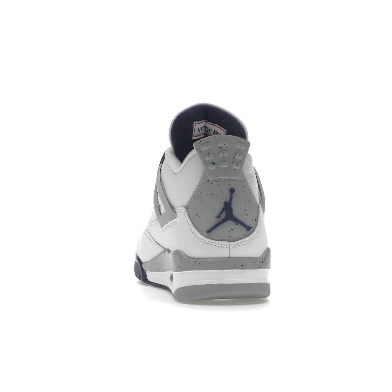 Jordan 4 Retro Midnight Navy - Image 27 - Only at www.BallersClubKickz.com - Shop the Air Jordan Retro 4 White Midnight Navy. Stand out with a classic white leather upper, black support wings, midnight navy eyelets, and Crimson Jumpman tongue tag. Unbeatable comfort with two-tone polyurethane midsole with encapsulated Air technology. Get yours before October 29th, 2022.