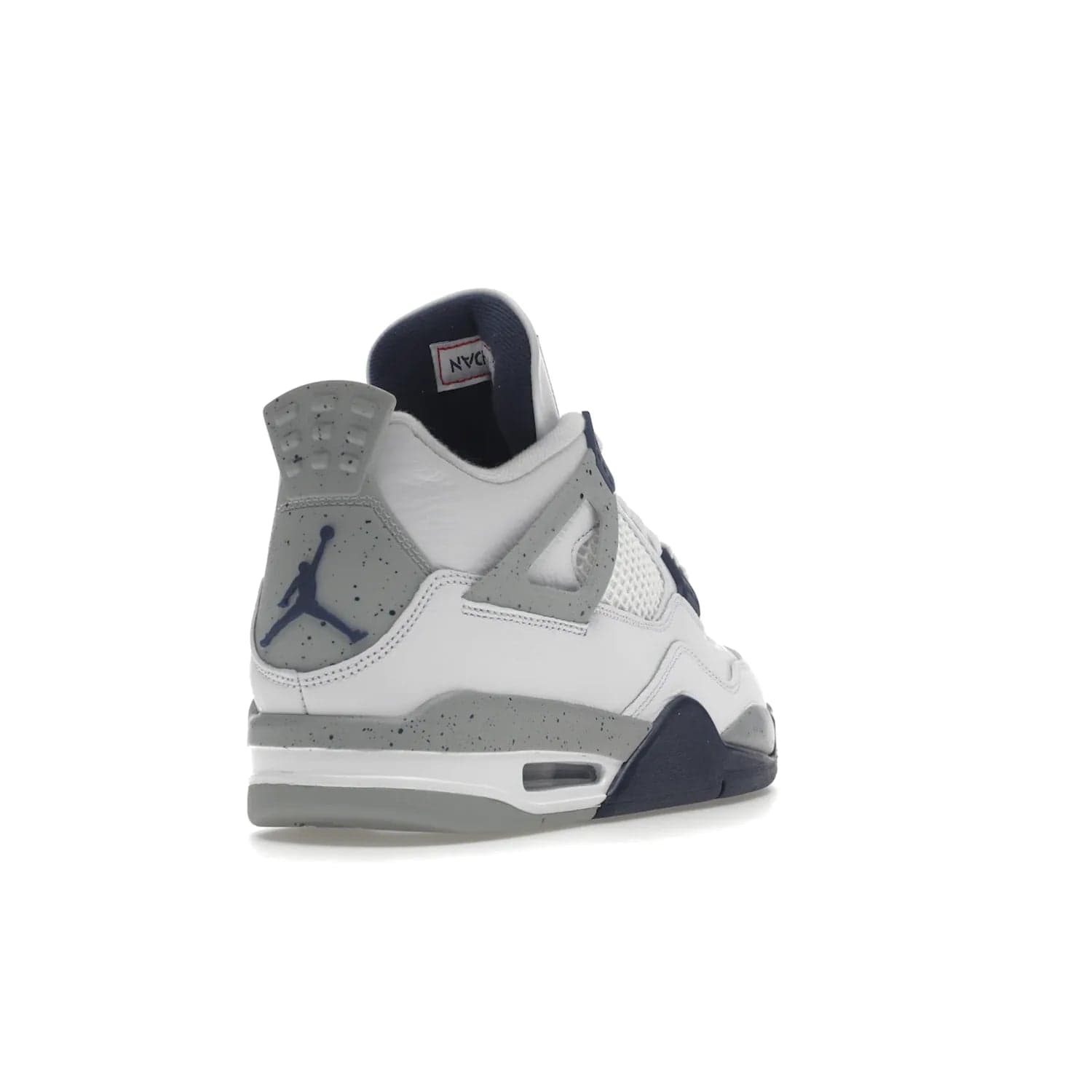Jordan 4 Retro Midnight Navy - Image 31 - Only at www.BallersClubKickz.com - Shop the Air Jordan Retro 4 White Midnight Navy. Stand out with a classic white leather upper, black support wings, midnight navy eyelets, and Crimson Jumpman tongue tag. Unbeatable comfort with two-tone polyurethane midsole with encapsulated Air technology. Get yours before October 29th, 2022.