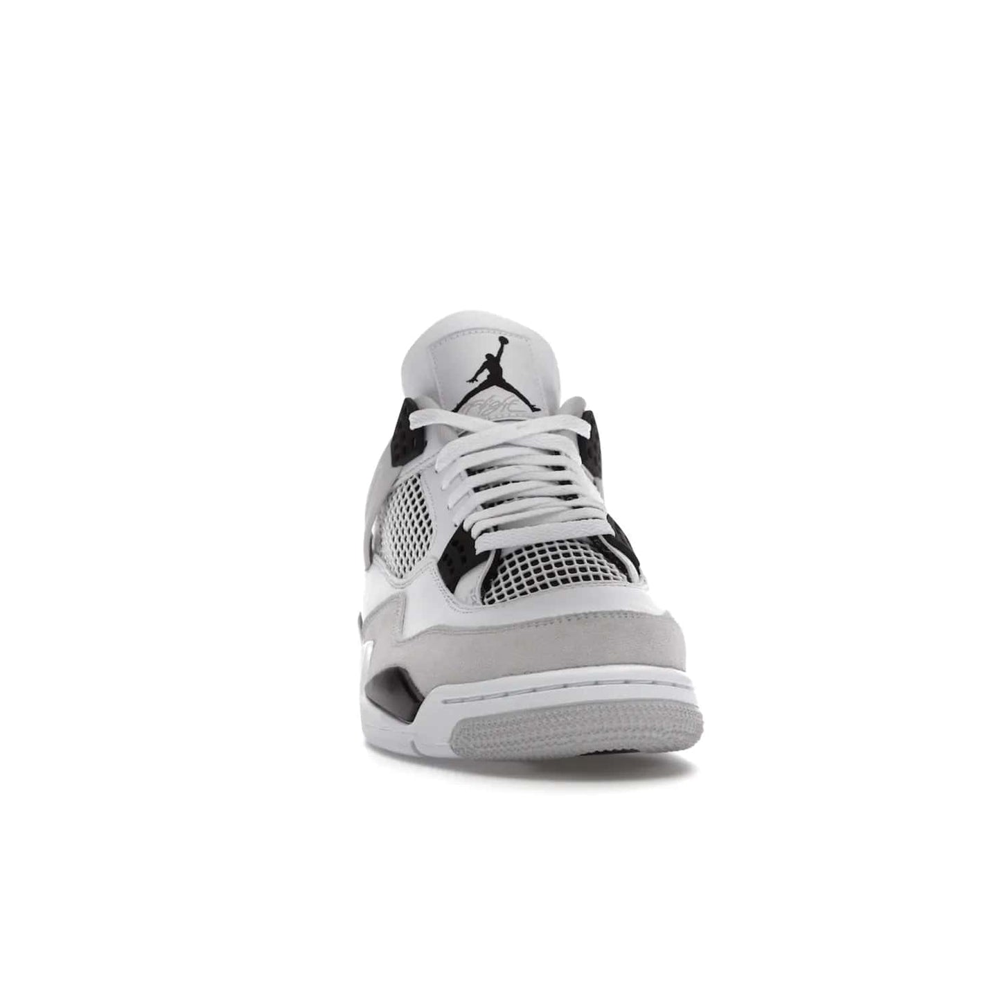 Jordan 4 Retro Military Black - Image 9 - Only at www.BallersClubKickz.com - Updated Air Jordan 4 style with a white/black/light grey sole and visible Air unit. Released in May 2022, offering timeless classic style and comfort.
