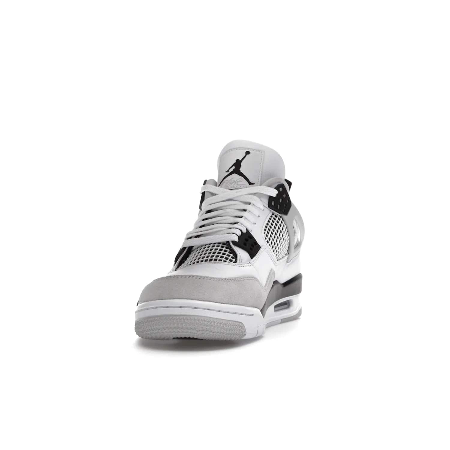 Jordan 4 Retro Military Black - Image 12 - Only at www.BallersClubKickz.com - Updated Air Jordan 4 style with a white/black/light grey sole and visible Air unit. Released in May 2022, offering timeless classic style and comfort.