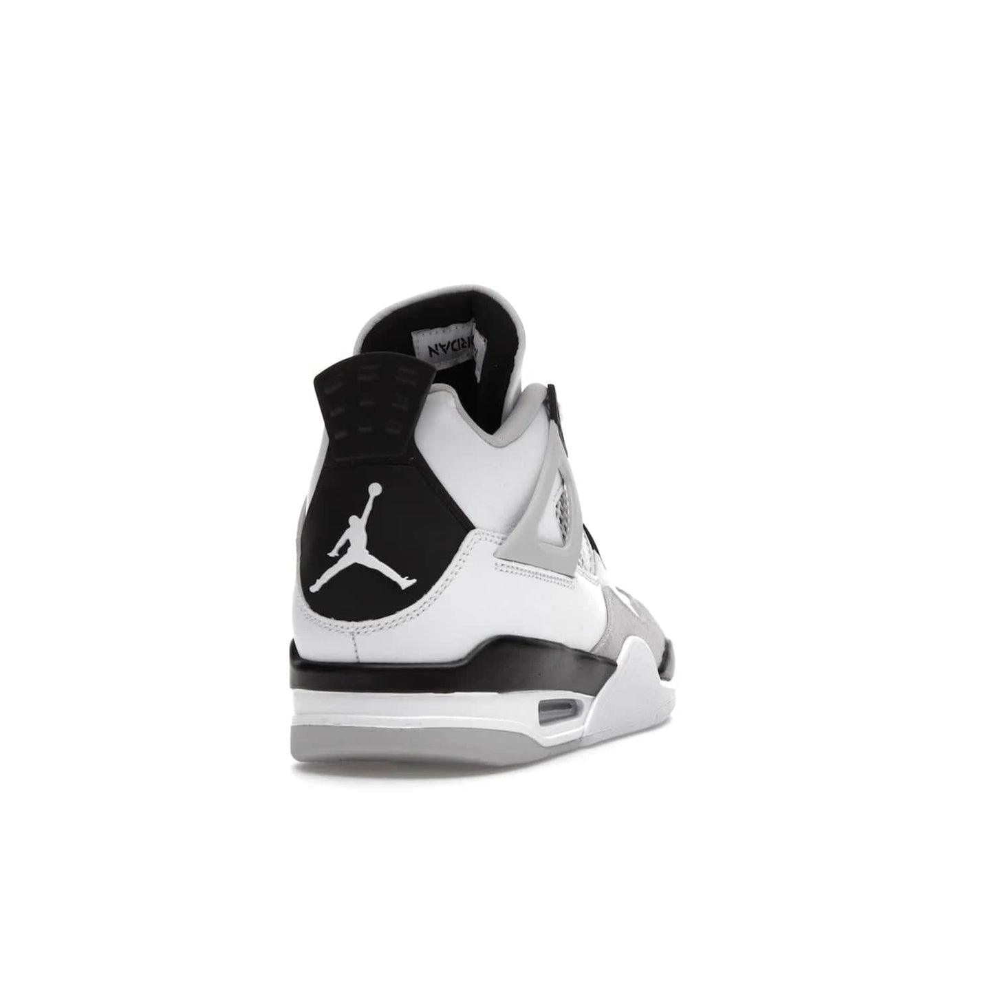 Jordan 4 Retro Military Black - Image 30 - Only at www.BallersClubKickz.com - Updated Air Jordan 4 style with a white/black/light grey sole and visible Air unit. Released in May 2022, offering timeless classic style and comfort.
