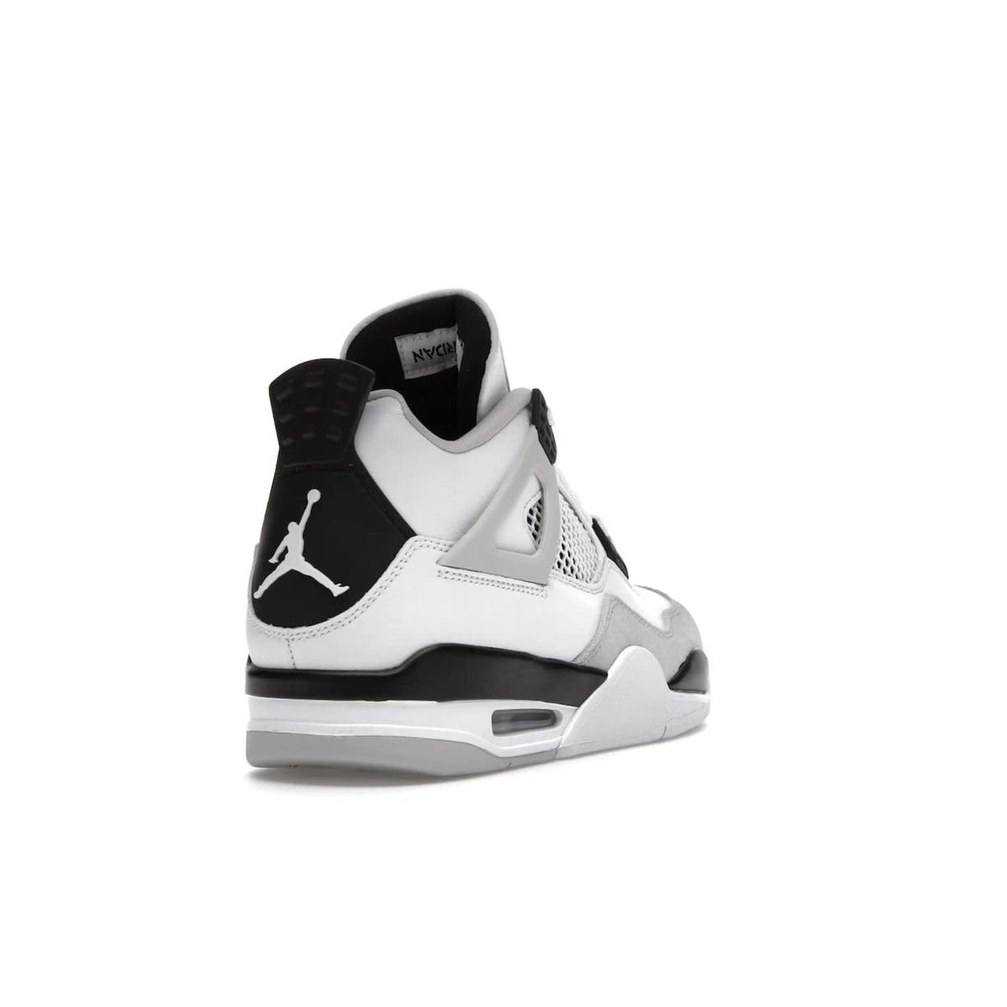Jordan 4 Retro Military Black - Image 31 - Only at www.BallersClubKickz.com - Updated Air Jordan 4 style with a white/black/light grey sole and visible Air unit. Released in May 2022, offering timeless classic style and comfort.