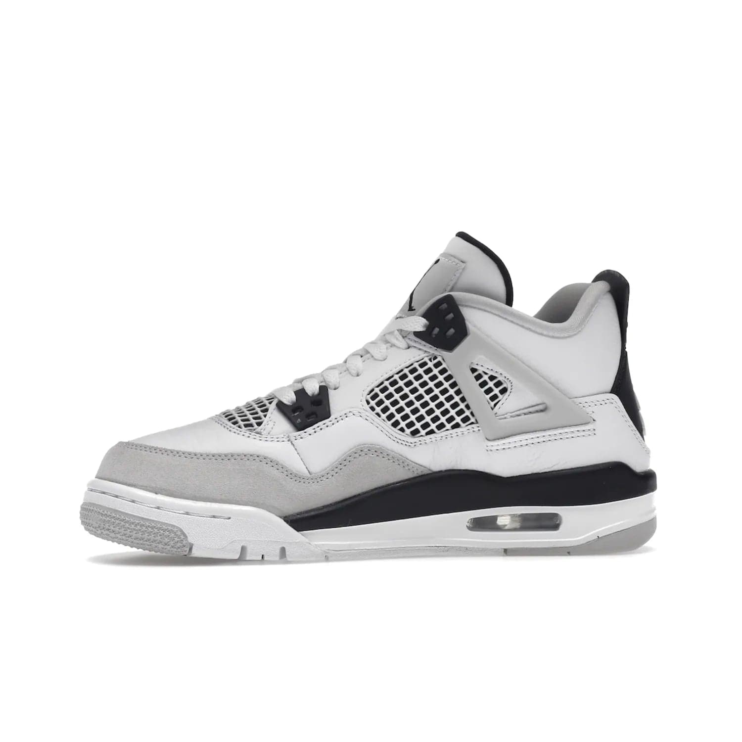 Jordan 4 Retro Military Black (GS) - Image 18 - Only at www.BallersClubKickz.com - A must-have for grade schoolers, the Air Jordan 4 Retro Military Black (GS) offers classic style with plenty of breathable support. Featuring a white sole and base with suede and leather overlays in subtle black and grey tones, the shoes are perfect for active pursuits and everyday comfort. Get an instant classic today!