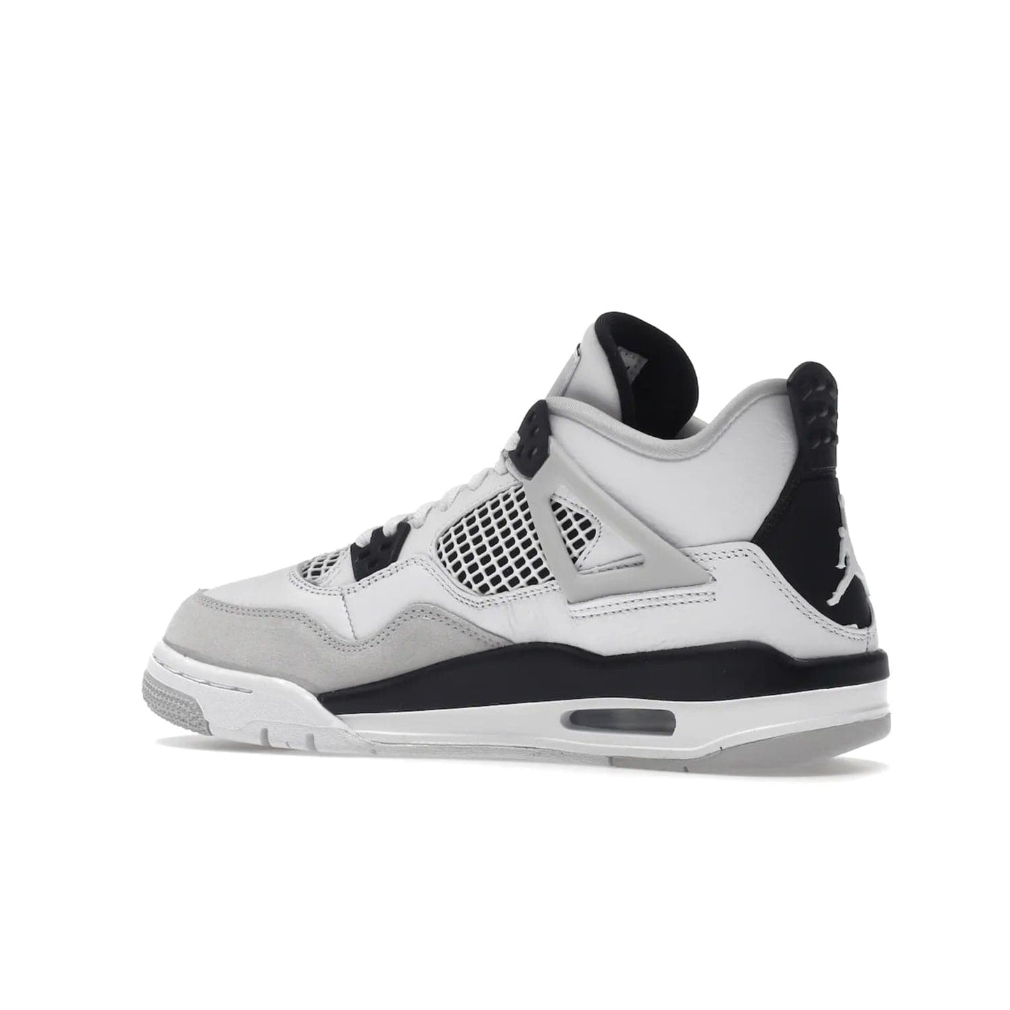 Jordan 4 Retro Military Black (GS) - Image 22 - Only at www.BallersClubKickz.com - A must-have for grade schoolers, the Air Jordan 4 Retro Military Black (GS) offers classic style with plenty of breathable support. Featuring a white sole and base with suede and leather overlays in subtle black and grey tones, the shoes are perfect for active pursuits and everyday comfort. Get an instant classic today!