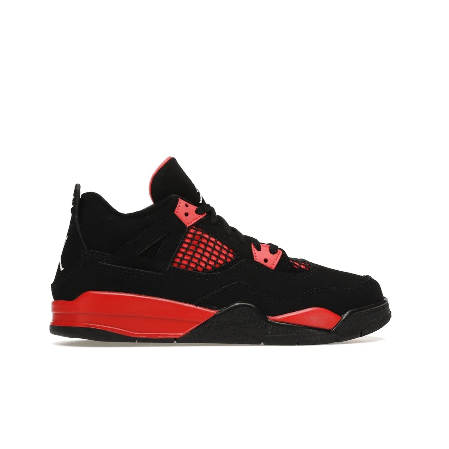 Jordan 4 Retro Red Thunder (PS) - Image 36 - Only at www.BallersClubKickz.com - The Air Jordan 4 Retro Red Thunder (PS) in a fresh new colorway for January 2022. Featuring a black nubuck upper and crimson accents. Get it now for $80.
