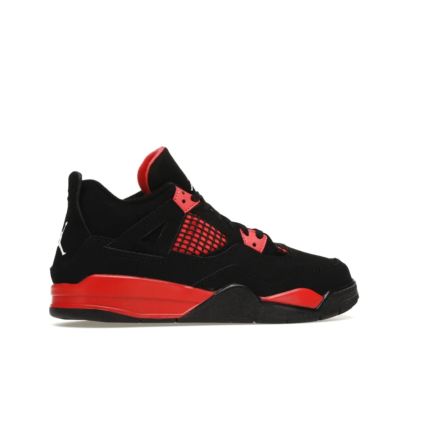 Jordan 4 Retro Red Thunder (PS) - Image 35 - Only at www.BallersClubKickz.com - The Air Jordan 4 Retro Red Thunder (PS) in a fresh new colorway for January 2022. Featuring a black nubuck upper and crimson accents. Get it now for $80.