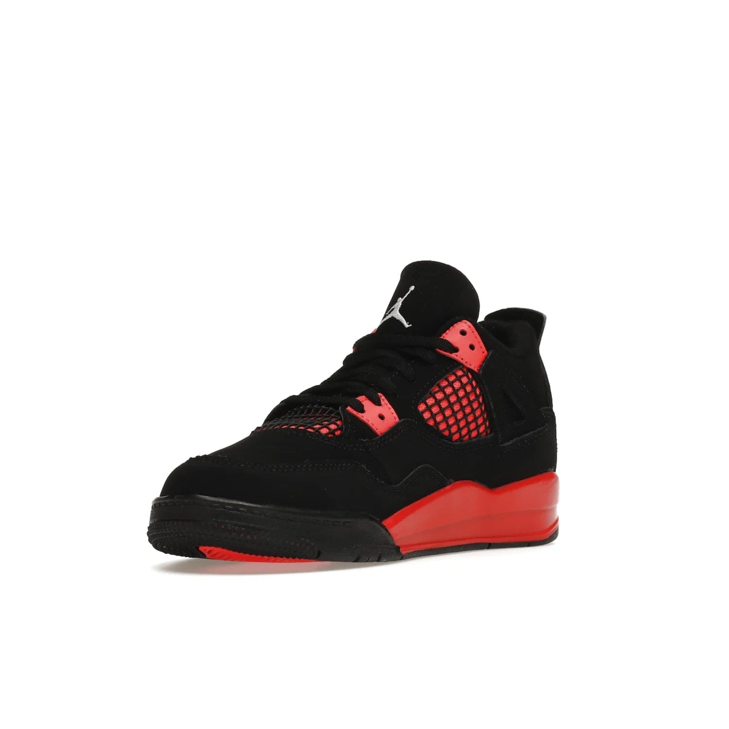 Jordan 4 Retro Red Thunder (PS) - Image 14 - Only at www.BallersClubKickz.com - The Air Jordan 4 Retro Red Thunder (PS) in a fresh new colorway for January 2022. Featuring a black nubuck upper and crimson accents. Get it now for $80.