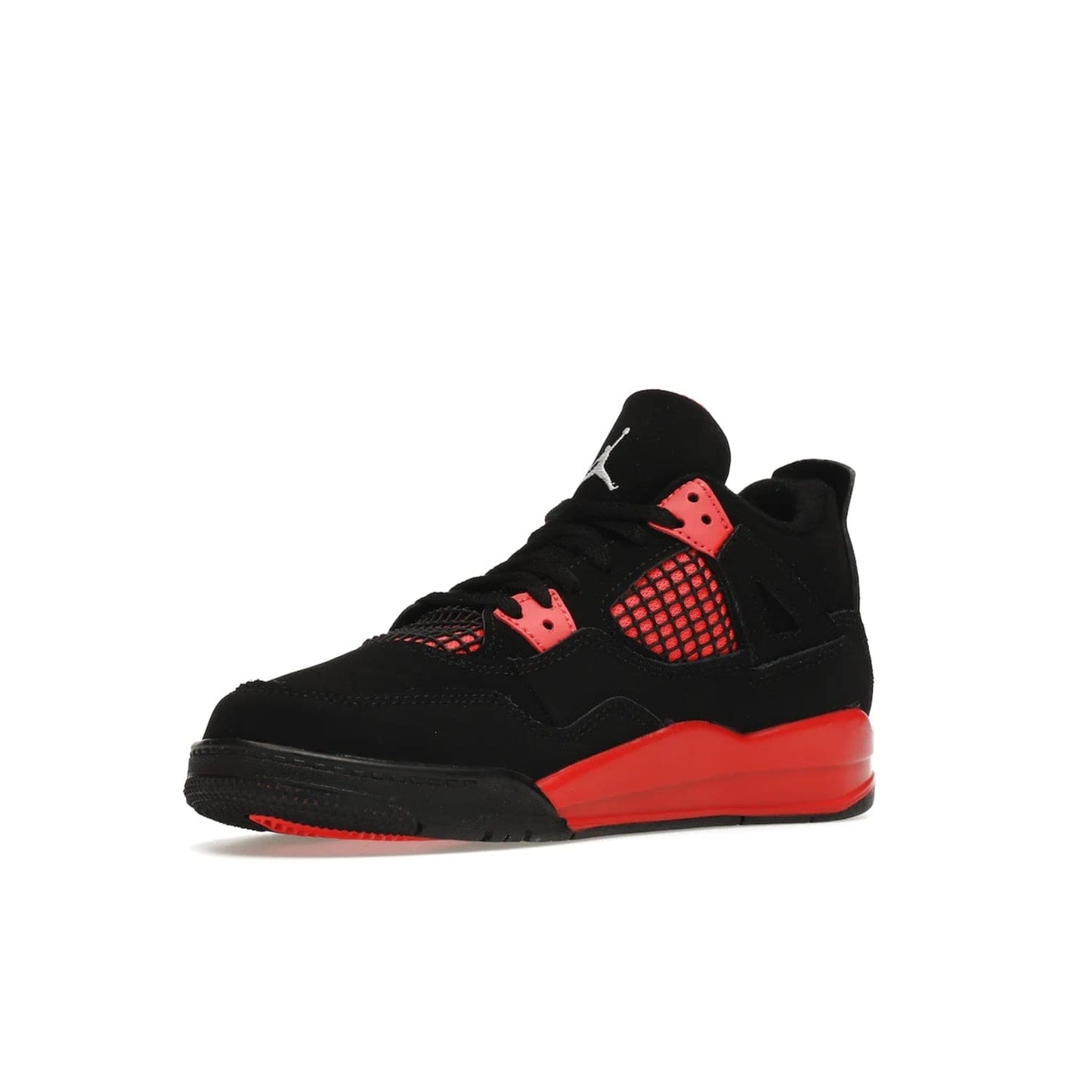 Jordan 4 Retro Red Thunder (PS) - Image 15 - Only at www.BallersClubKickz.com - The Air Jordan 4 Retro Red Thunder (PS) in a fresh new colorway for January 2022. Featuring a black nubuck upper and crimson accents. Get it now for $80.