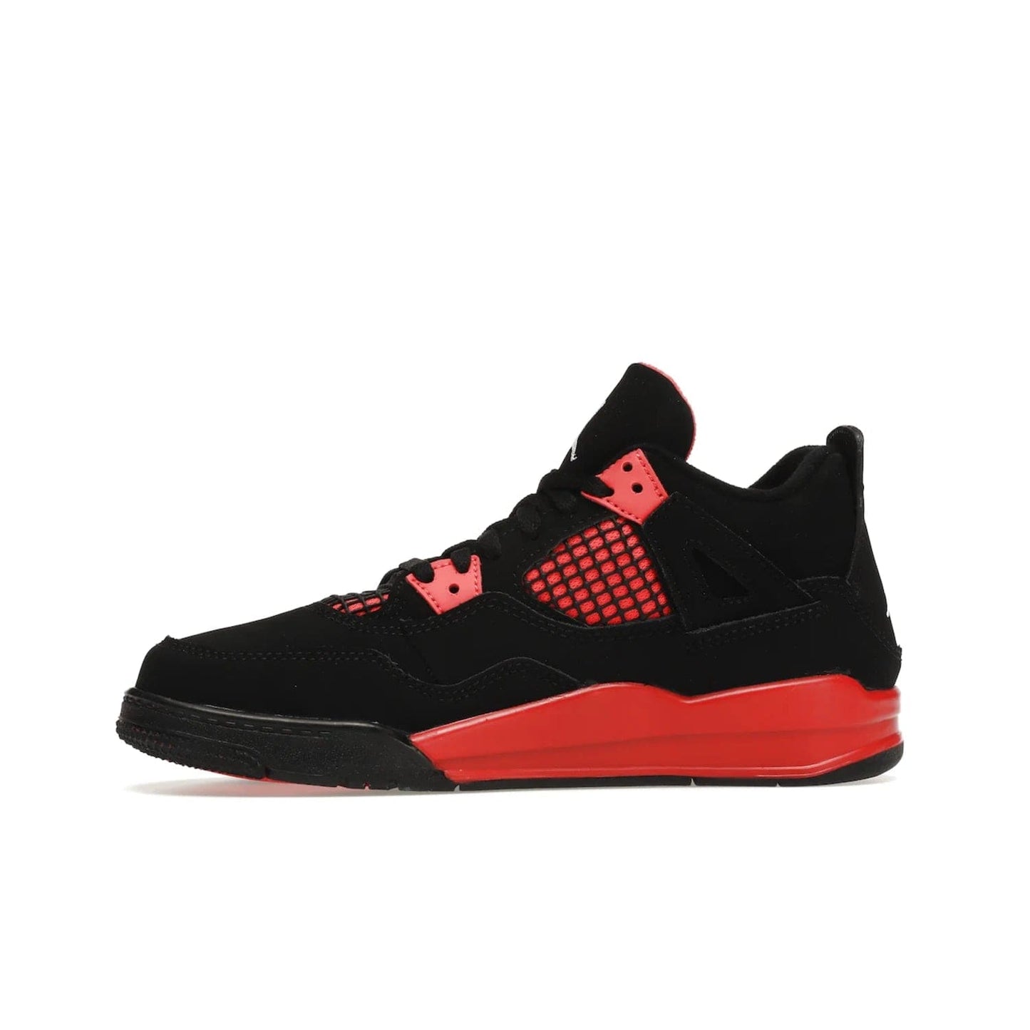 Jordan 4 Retro Red Thunder (PS) - Image 18 - Only at www.BallersClubKickz.com - The Air Jordan 4 Retro Red Thunder (PS) in a fresh new colorway for January 2022. Featuring a black nubuck upper and crimson accents. Get it now for $80.