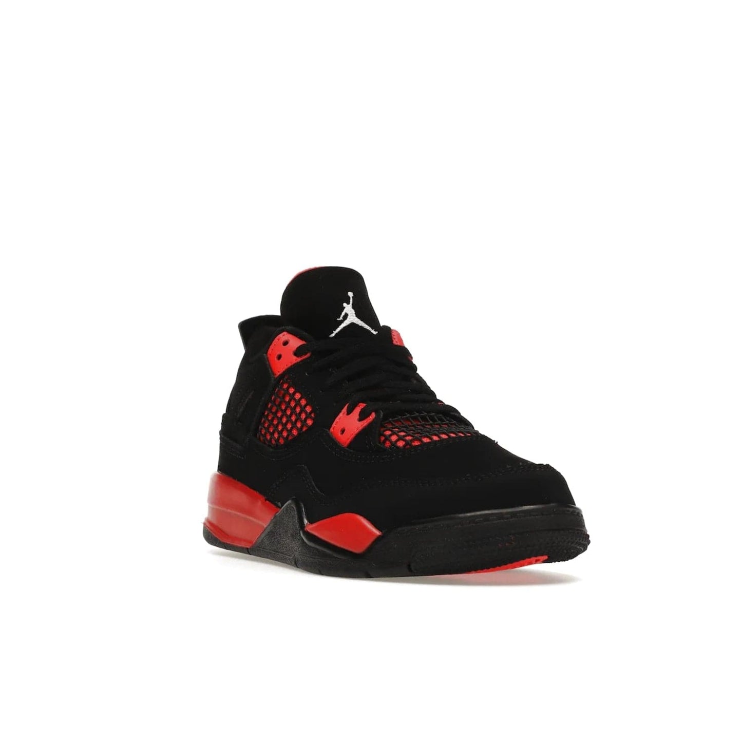 Jordan 4 Retro Red Thunder (PS) - Image 7 - Only at www.BallersClubKickz.com - The Air Jordan 4 Retro Red Thunder (PS) in a fresh new colorway for January 2022. Featuring a black nubuck upper and crimson accents. Get it now for $80.