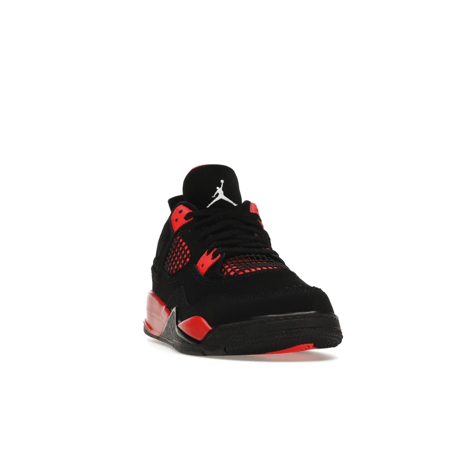 Jordan 4 Retro Red Thunder (PS) - Image 8 - Only at www.BallersClubKickz.com - The Air Jordan 4 Retro Red Thunder (PS) in a fresh new colorway for January 2022. Featuring a black nubuck upper and crimson accents. Get it now for $80.