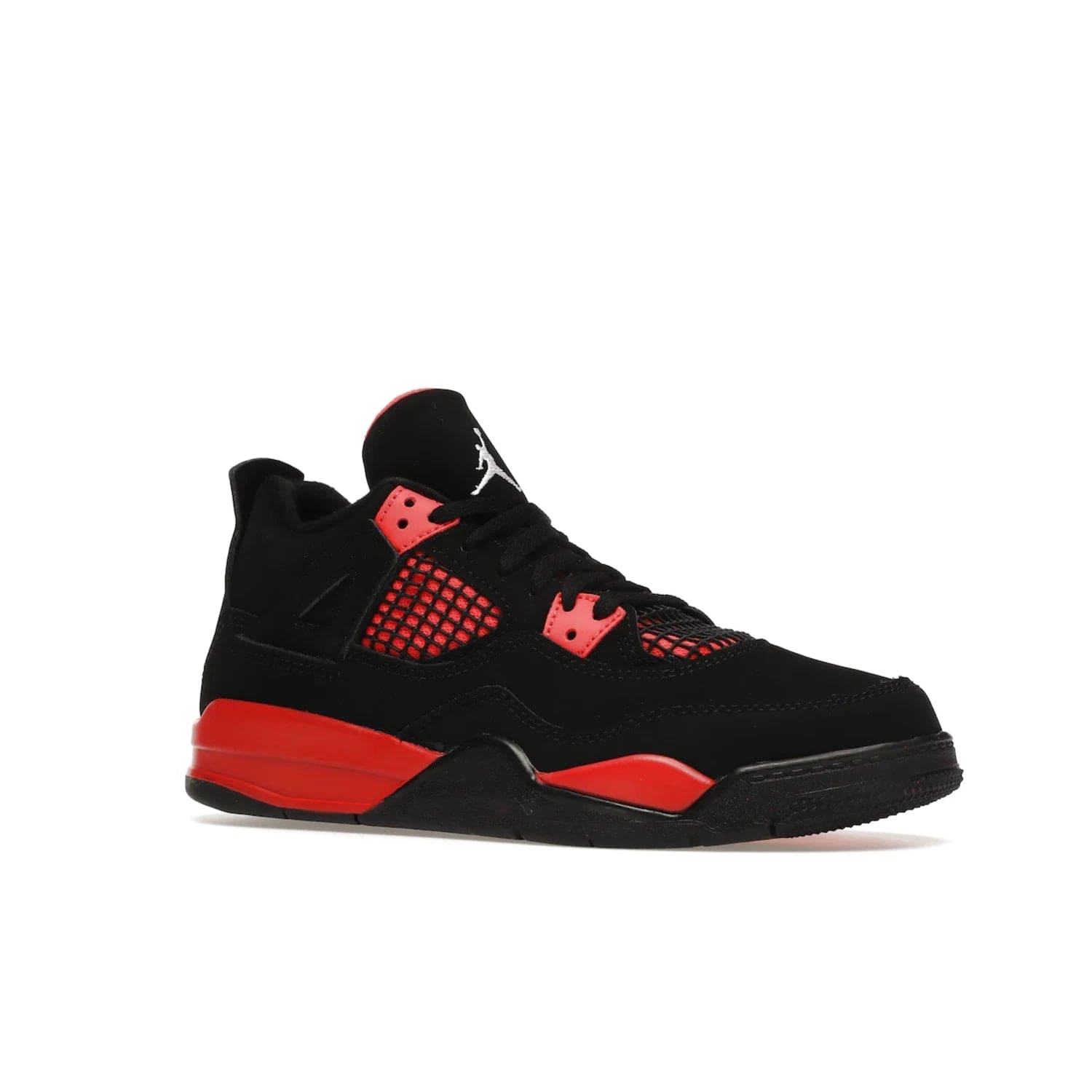 Jordan 4 Retro Red Thunder (PS) - Image 4 - Only at www.BallersClubKickz.com - The Air Jordan 4 Retro Red Thunder (PS) in a fresh new colorway for January 2022. Featuring a black nubuck upper and crimson accents. Get it now for $80.