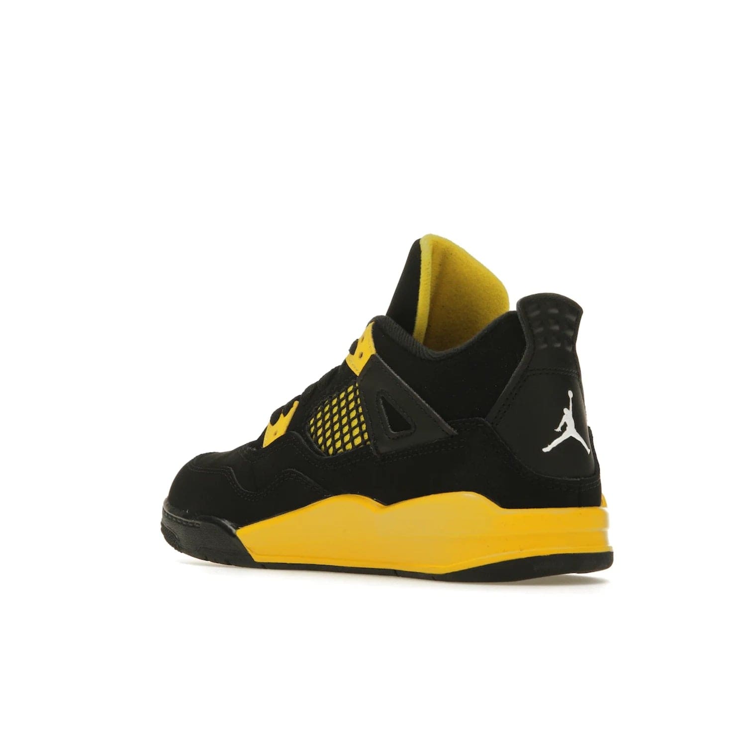 Jordan 4 Retro Thunder (2023) (PS) - Image 24 - Only at www.BallersClubKickz.com - Classic Jordan 4 Retro Thunder sneaker in Black and Tour Yellow colorway. Limited edition release expected to hit the shelves in 2023 on May 13th. Grab your pair!