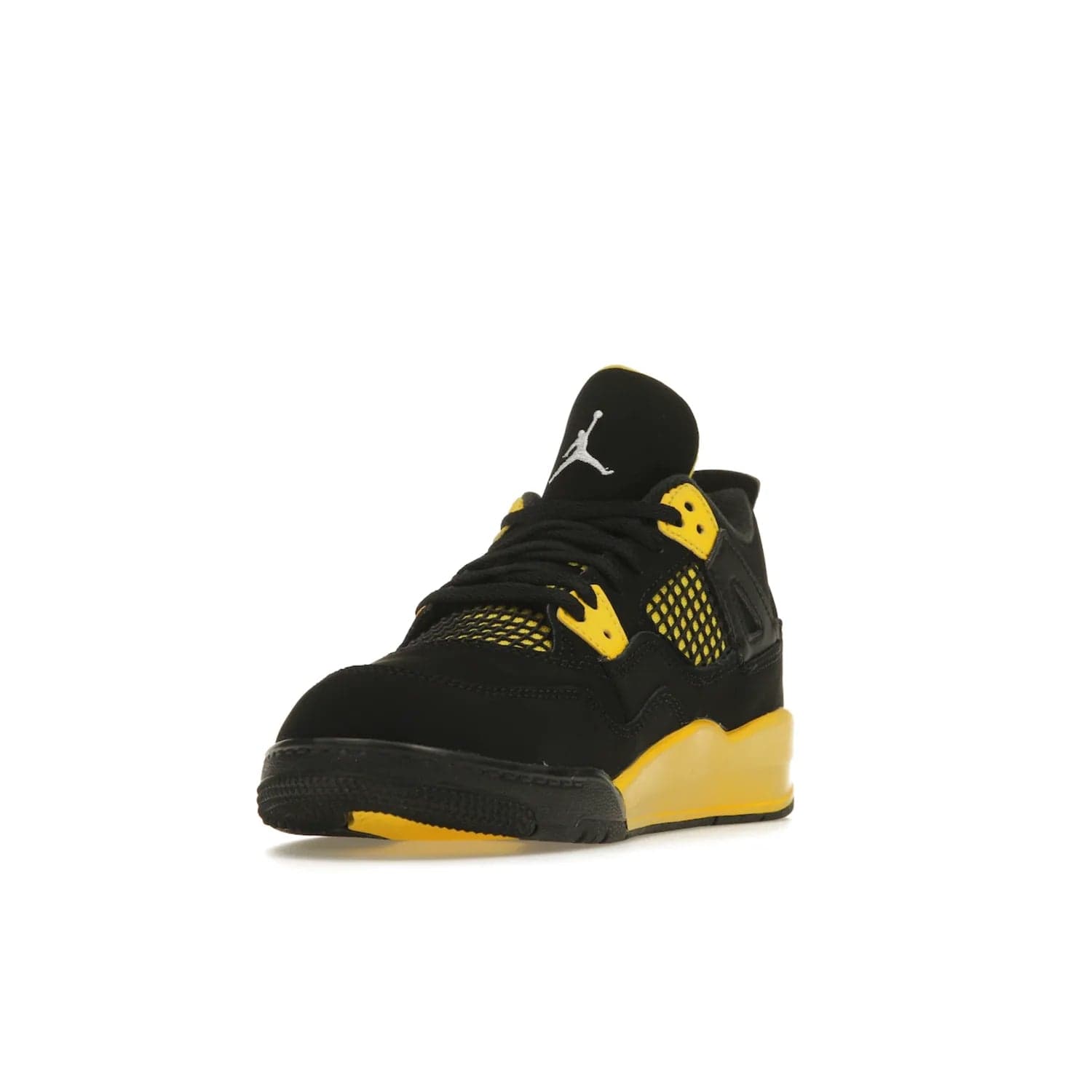 Jordan 4 Retro Thunder (2023) (PS) - Image 13 - Only at www.BallersClubKickz.com - Classic Jordan 4 Retro Thunder sneaker in Black and Tour Yellow colorway. Limited edition release expected to hit the shelves in 2023 on May 13th. Grab your pair!