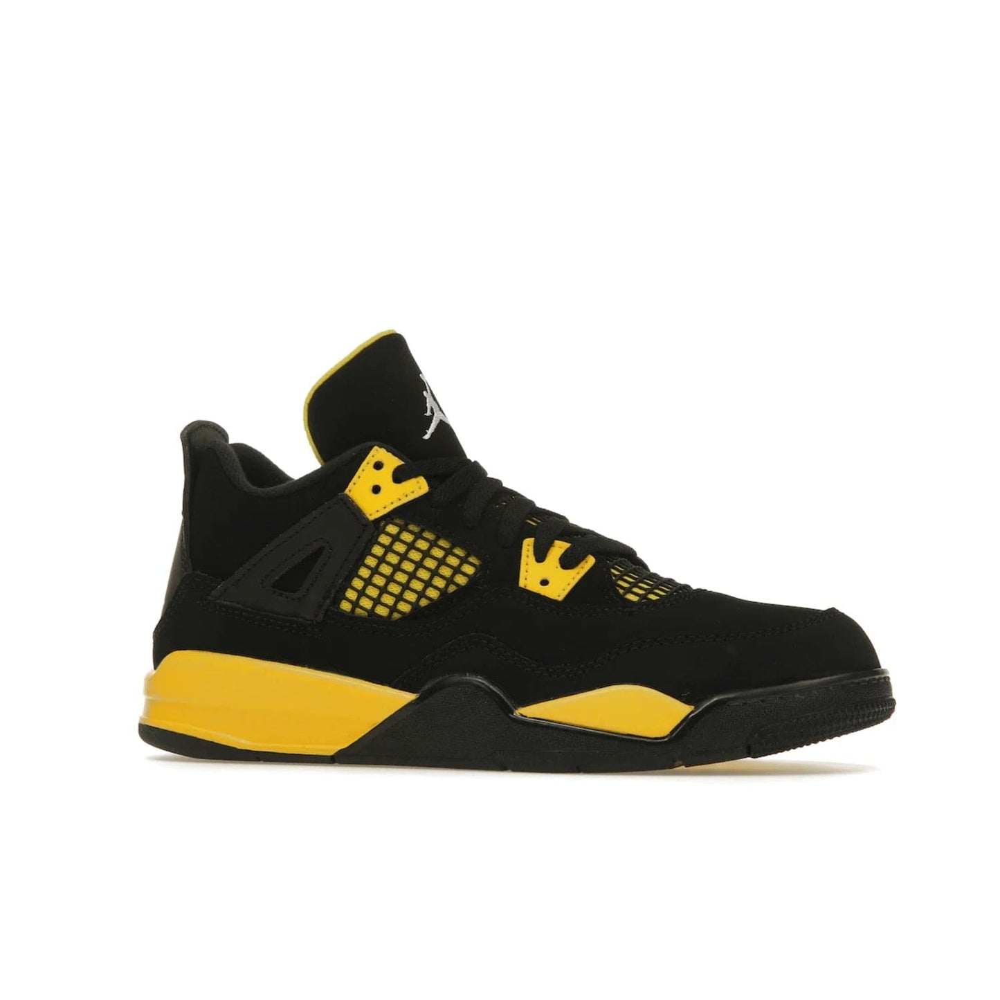 Jordan 4 Retro Thunder (2023) (PS) - Image 3 - Only at www.BallersClubKickz.com - Classic Jordan 4 Retro Thunder sneaker in Black and Tour Yellow colorway. Limited edition release expected to hit the shelves in 2023 on May 13th. Grab your pair!