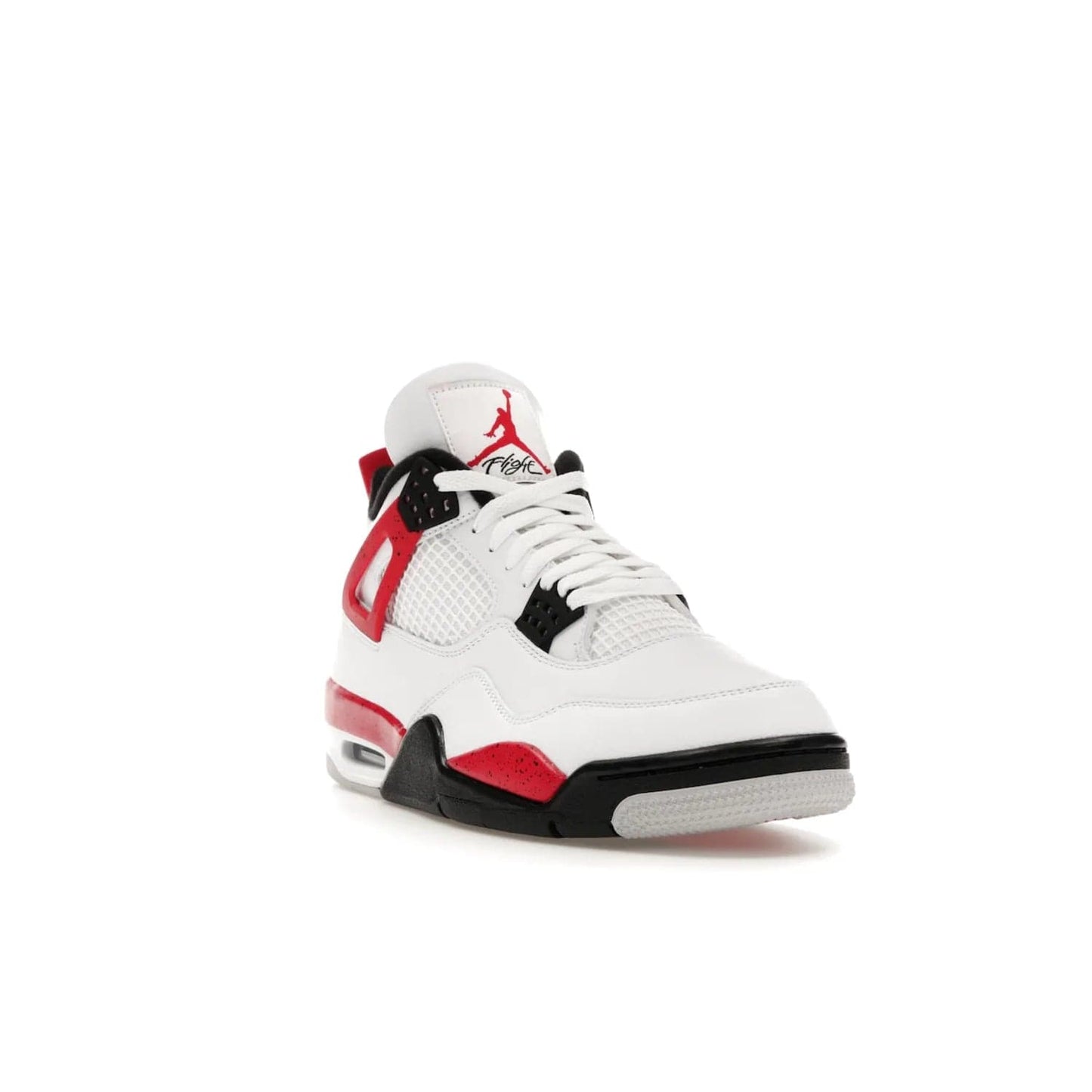 Jordan 4 Retro Red Cement - Image 7 - Only at www.BallersClubKickz.com - Iconic Jordan silhouette with a unique twist. White premium leather uppers with fire red and black detailing. Black, white, and fire red midsole with mesh detailing and Jumpman logo. Jordan 4 Retro Red Cement released with premium price.