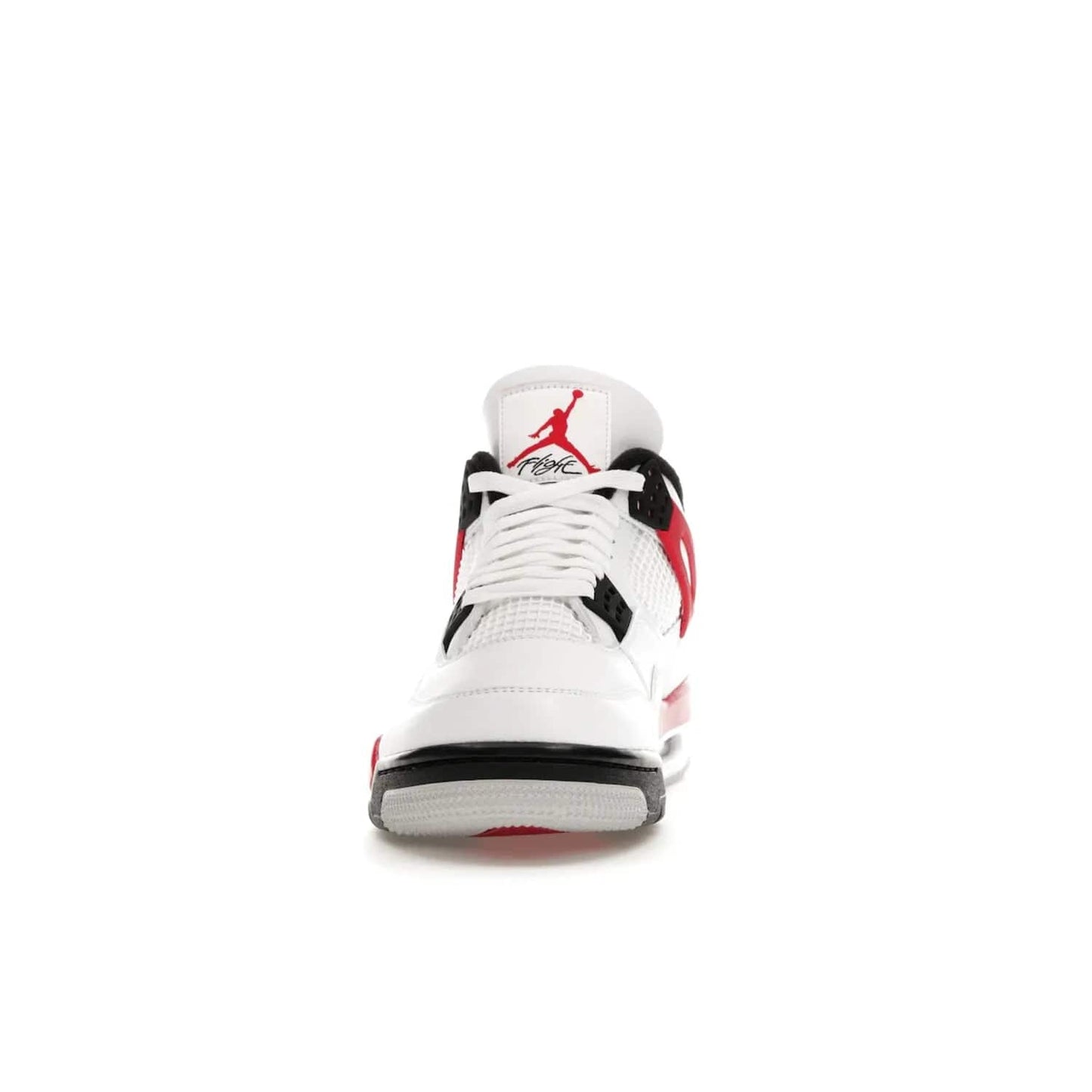 Jordan 4 Retro Red Cement - Image 11 - Only at www.BallersClubKickz.com - Iconic Jordan silhouette with a unique twist. White premium leather uppers with fire red and black detailing. Black, white, and fire red midsole with mesh detailing and Jumpman logo. Jordan 4 Retro Red Cement released with premium price.