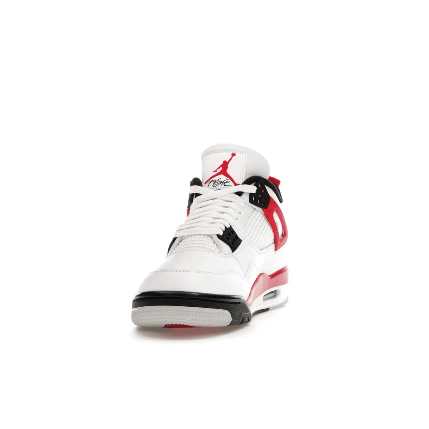 Jordan 4 Retro Red Cement - Image 12 - Only at www.BallersClubKickz.com - Iconic Jordan silhouette with a unique twist. White premium leather uppers with fire red and black detailing. Black, white, and fire red midsole with mesh detailing and Jumpman logo. Jordan 4 Retro Red Cement released with premium price.