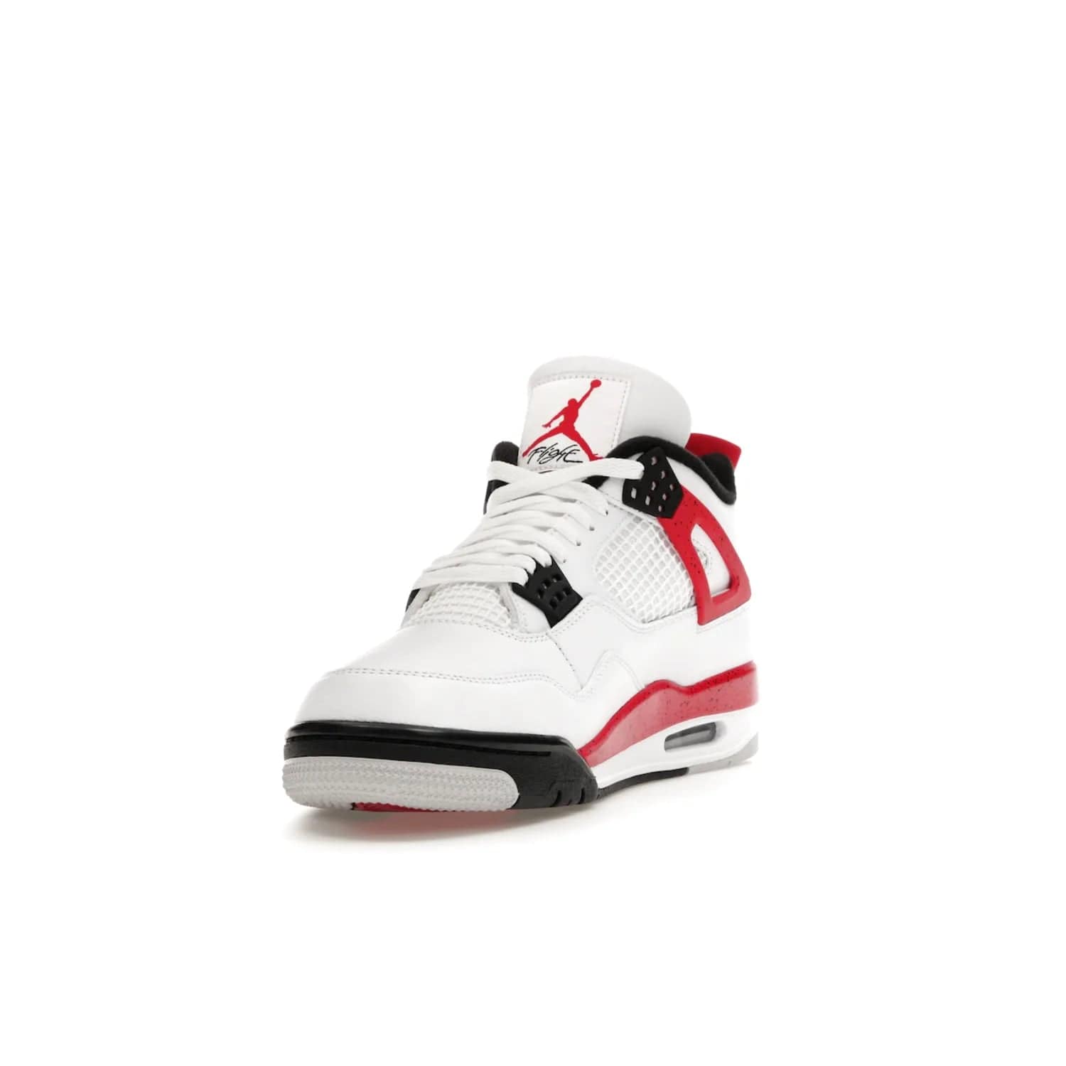 Jordan 4 Retro Red Cement - Image 13 - Only at www.BallersClubKickz.com - Iconic Jordan silhouette with a unique twist. White premium leather uppers with fire red and black detailing. Black, white, and fire red midsole with mesh detailing and Jumpman logo. Jordan 4 Retro Red Cement released with premium price.