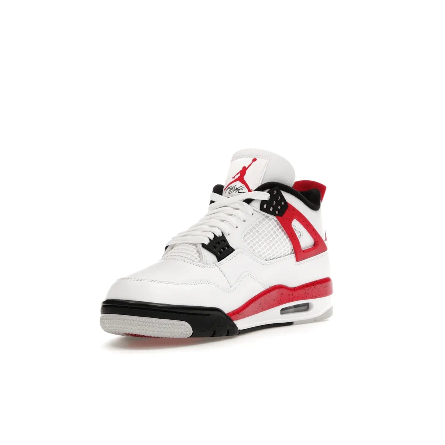 Jordan 4 Retro Red Cement - Image 14 - Only at www.BallersClubKickz.com - Iconic Jordan silhouette with a unique twist. White premium leather uppers with fire red and black detailing. Black, white, and fire red midsole with mesh detailing and Jumpman logo. Jordan 4 Retro Red Cement released with premium price.