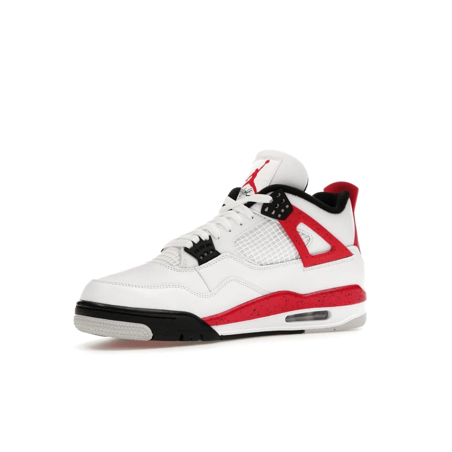 Jordan 4 Retro Red Cement - Image 16 - Only at www.BallersClubKickz.com - Iconic Jordan silhouette with a unique twist. White premium leather uppers with fire red and black detailing. Black, white, and fire red midsole with mesh detailing and Jumpman logo. Jordan 4 Retro Red Cement released with premium price.