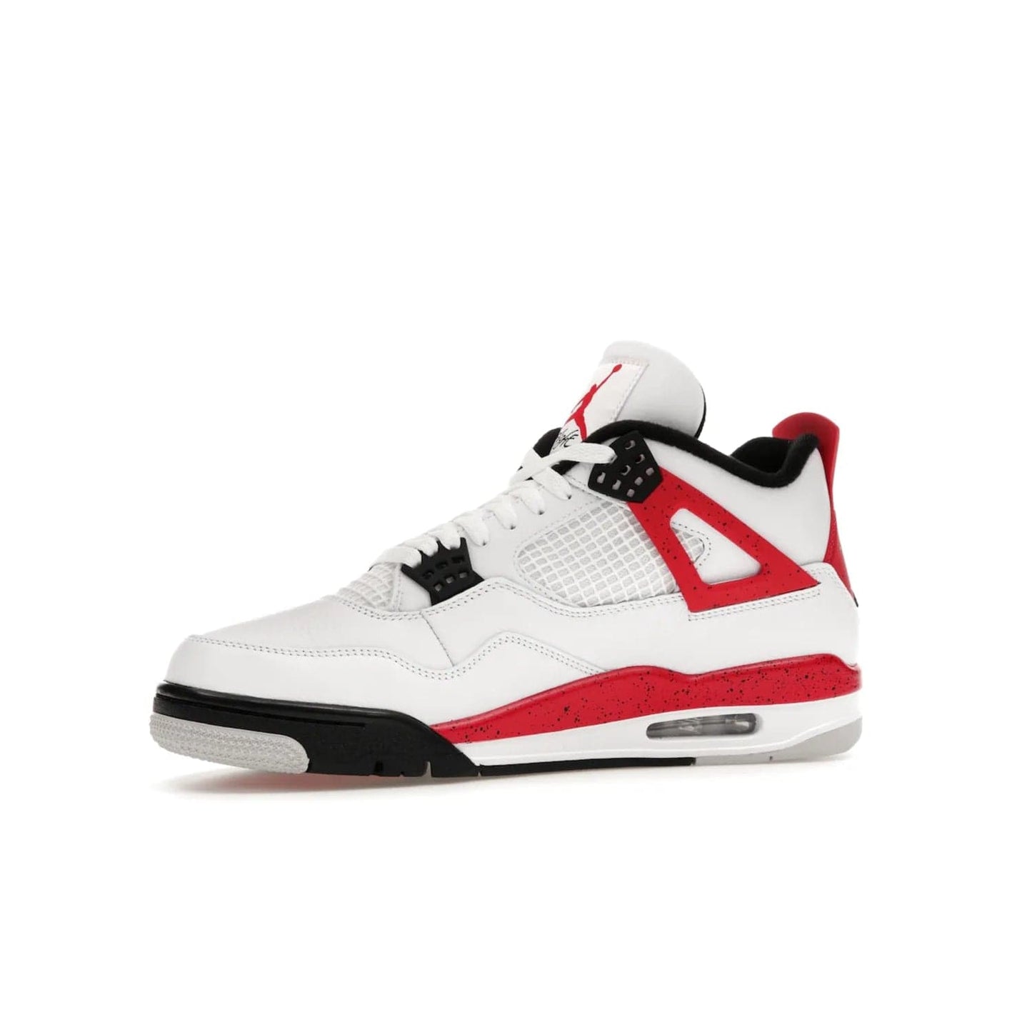Jordan 4 Retro Red Cement - Image 17 - Only at www.BallersClubKickz.com - Iconic Jordan silhouette with a unique twist. White premium leather uppers with fire red and black detailing. Black, white, and fire red midsole with mesh detailing and Jumpman logo. Jordan 4 Retro Red Cement released with premium price.