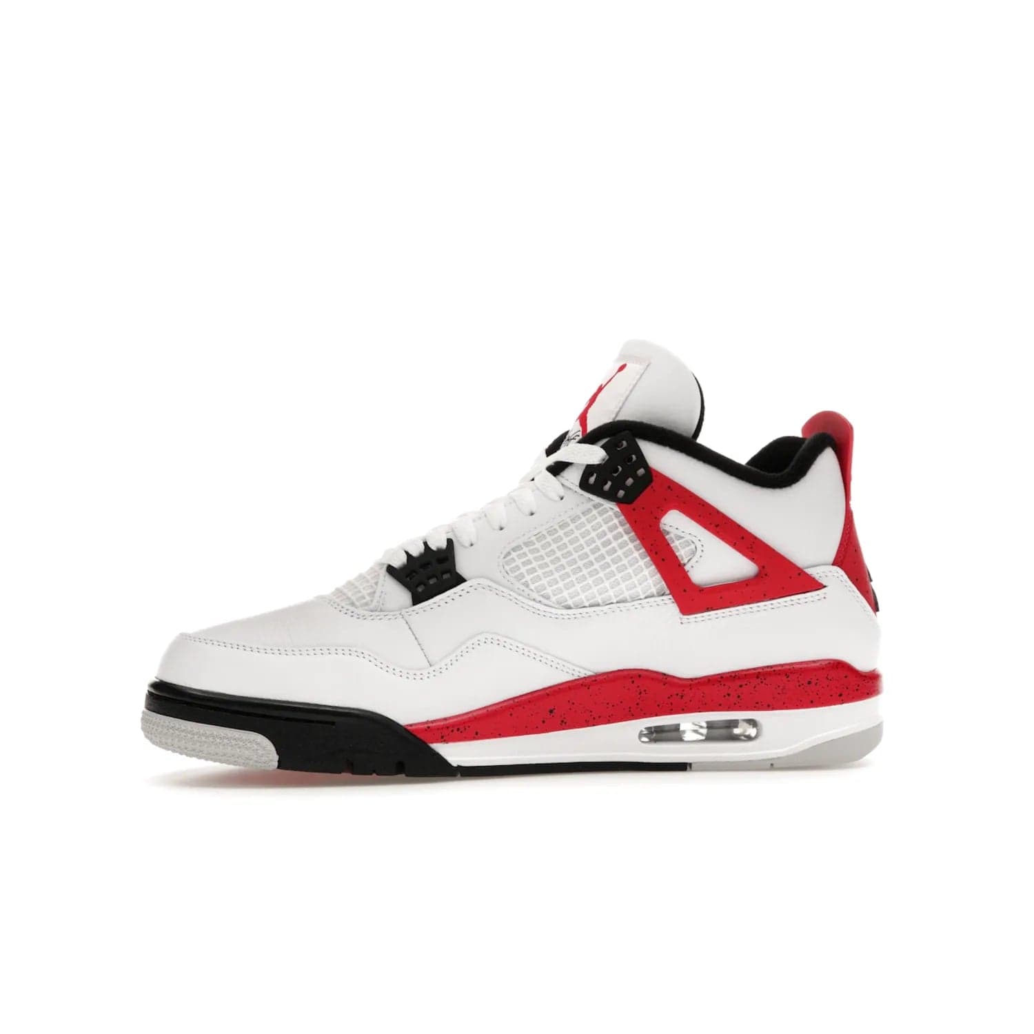 Jordan 4 Retro Red Cement - Image 18 - Only at www.BallersClubKickz.com - Iconic Jordan silhouette with a unique twist. White premium leather uppers with fire red and black detailing. Black, white, and fire red midsole with mesh detailing and Jumpman logo. Jordan 4 Retro Red Cement released with premium price.