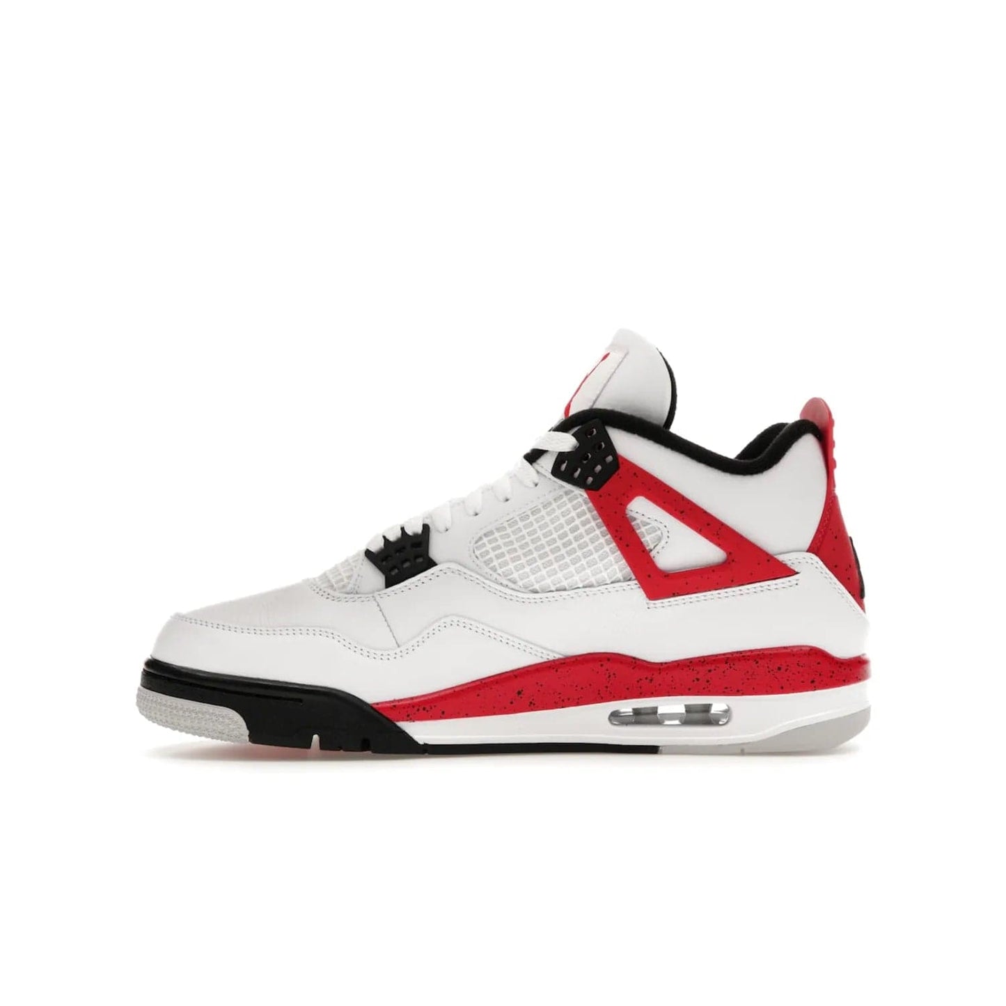 Jordan 4 Retro Red Cement - Image 19 - Only at www.BallersClubKickz.com - Iconic Jordan silhouette with a unique twist. White premium leather uppers with fire red and black detailing. Black, white, and fire red midsole with mesh detailing and Jumpman logo. Jordan 4 Retro Red Cement released with premium price.