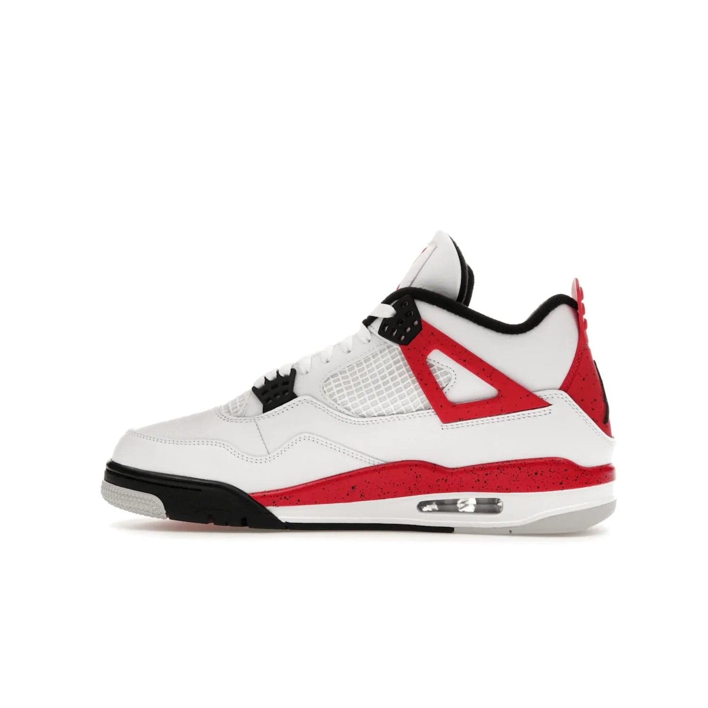 Jordan 4 Retro Red Cement - Image 20 - Only at www.BallersClubKickz.com - Iconic Jordan silhouette with a unique twist. White premium leather uppers with fire red and black detailing. Black, white, and fire red midsole with mesh detailing and Jumpman logo. Jordan 4 Retro Red Cement released with premium price.